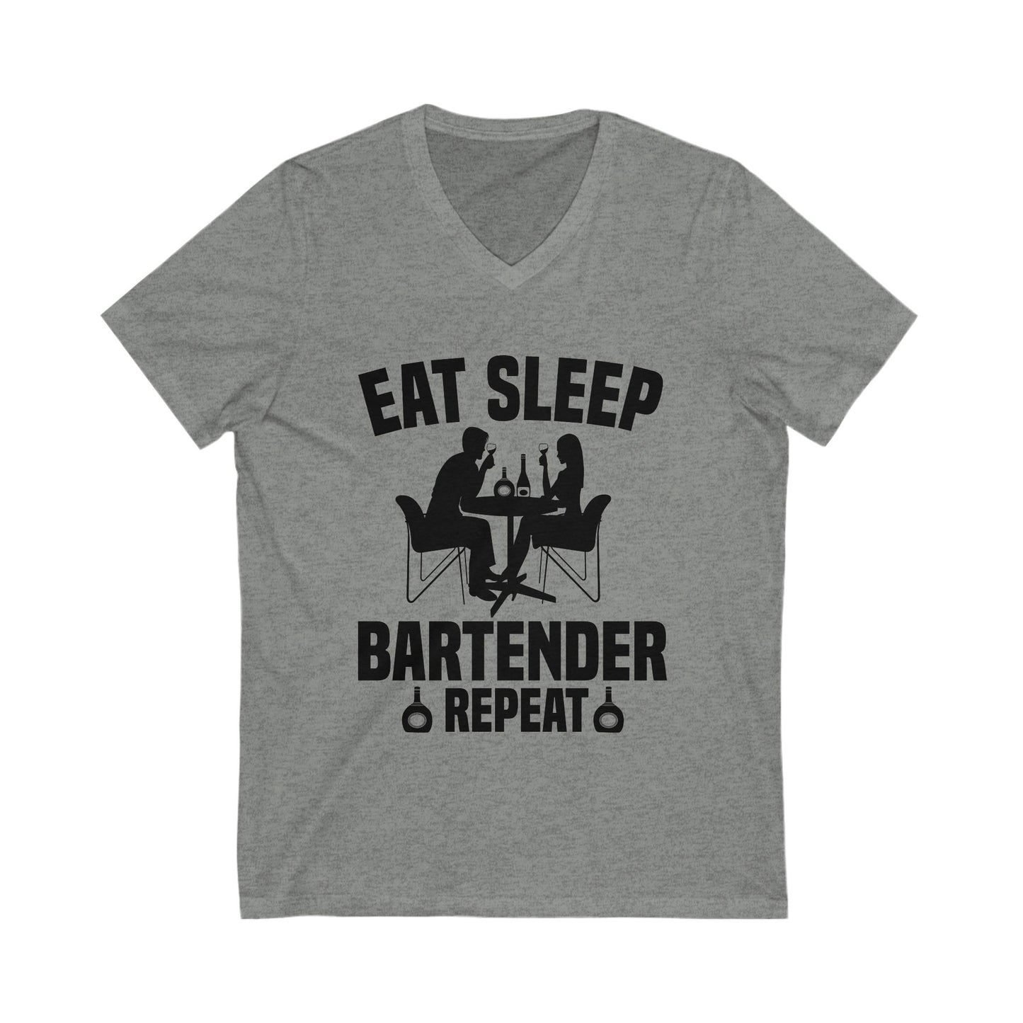 Eat Sleep Bartender Repeat Unisex Short Sleeve V-neck Tshirt