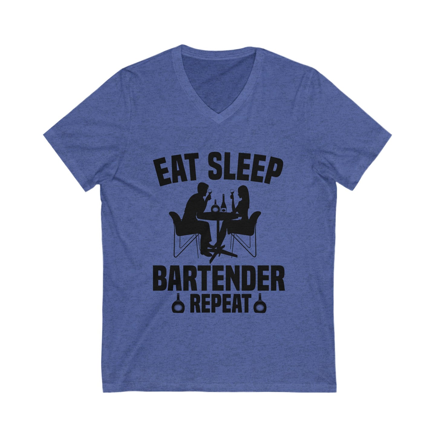 Eat Sleep Bartender Repeat Unisex Short Sleeve V-neck Tshirt