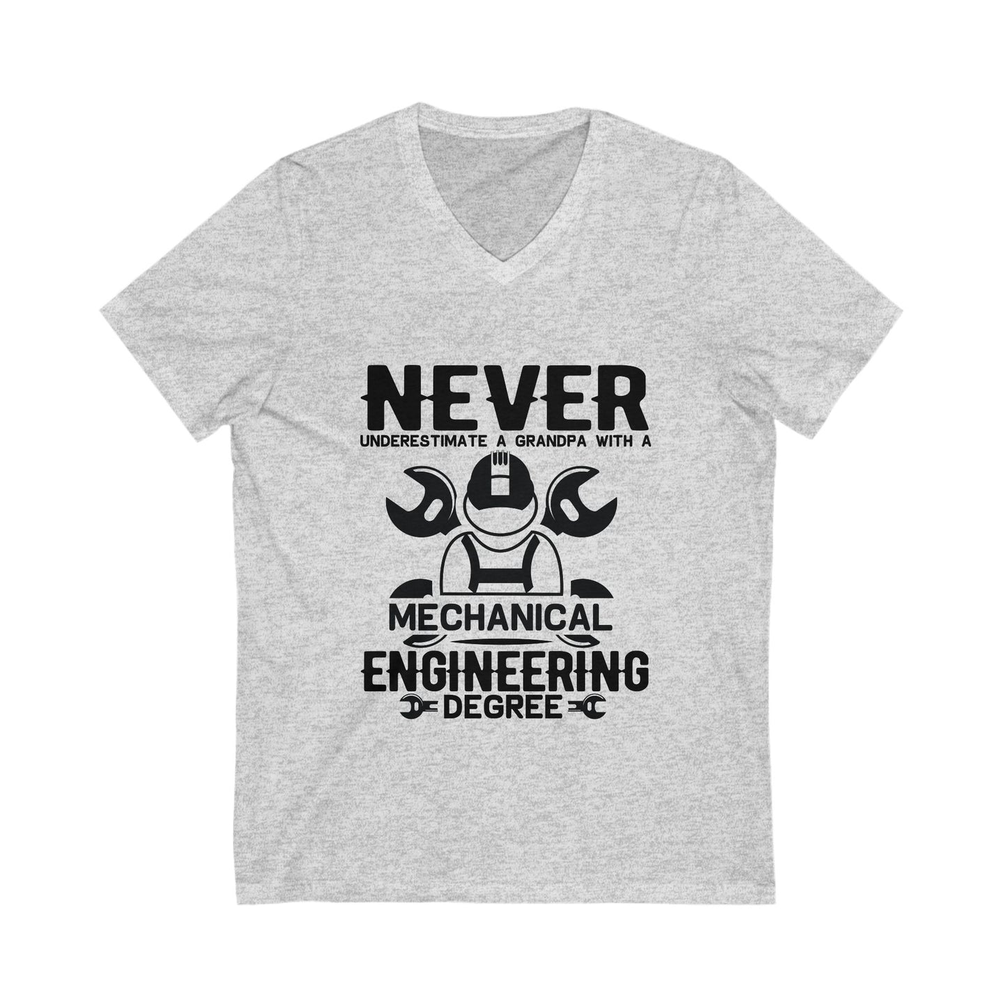 Never Underestimate A Grandpa With A Mechanical Engineering Degree Unisex Short Sleeve V-neck Tshirt