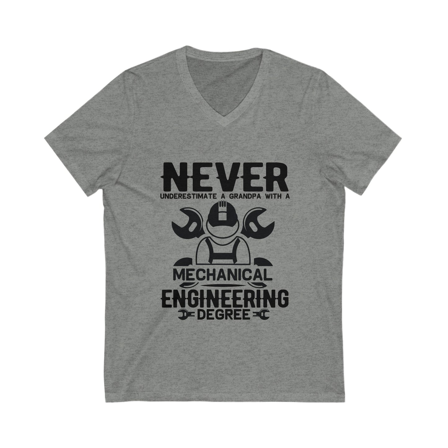 Never Underestimate A Grandpa With A Mechanical Engineering Degree Unisex Short Sleeve V-neck Tshirt