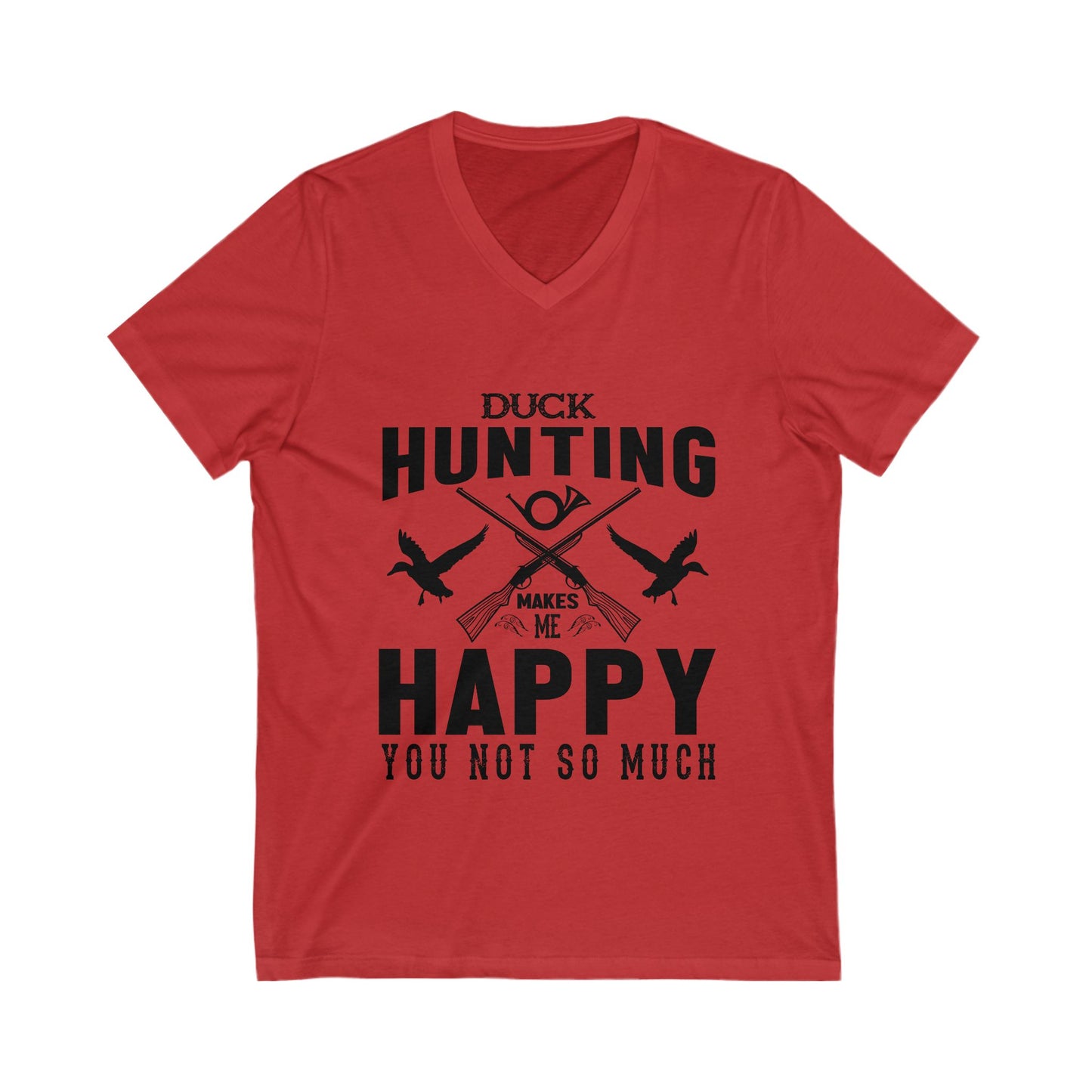 Duck Hunting Makes Me Happy Unisex Short Sleeve V-neck Tshirt