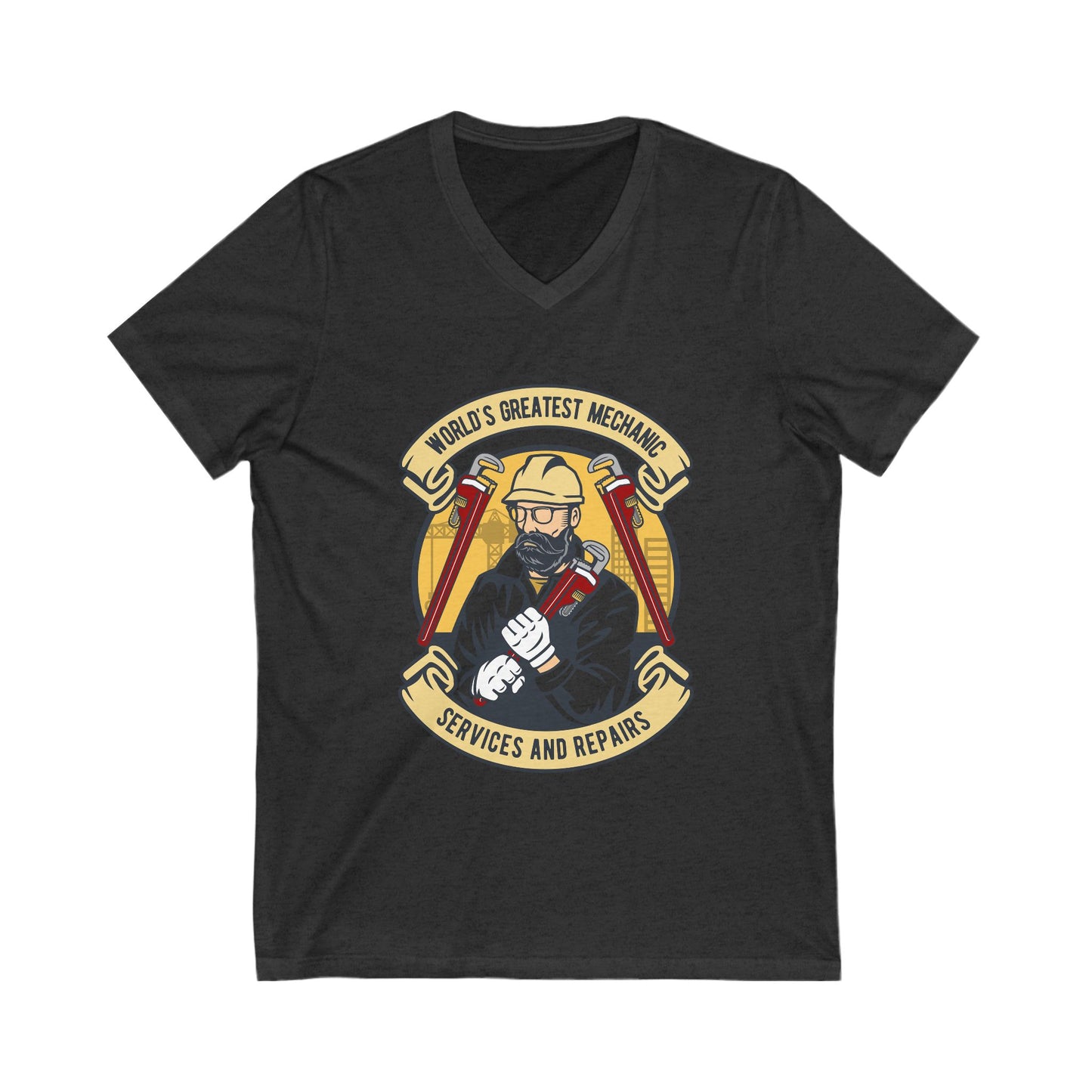 Mechanic Man Unisex Short Sleeve V-neck Tshirt