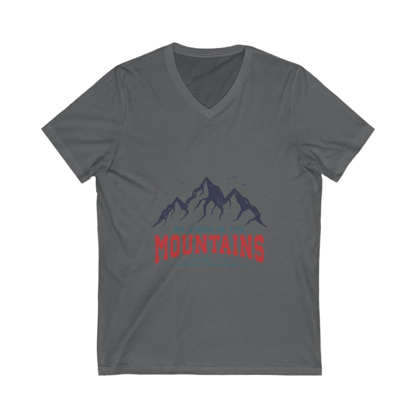 Mountains Vibe Unisex V-Neck Tee - "No Virus in the Mountains"
