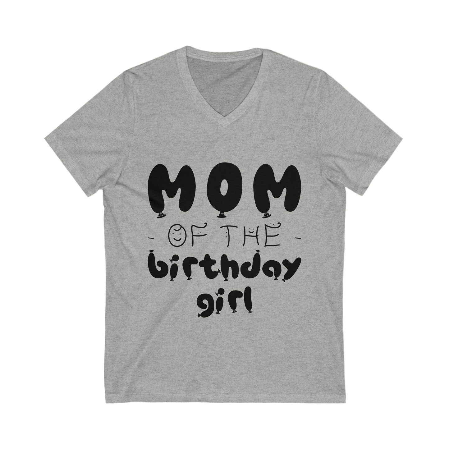 Mom Of The Birthday Girl Unisex Short Sleeve V-neck Tshirt