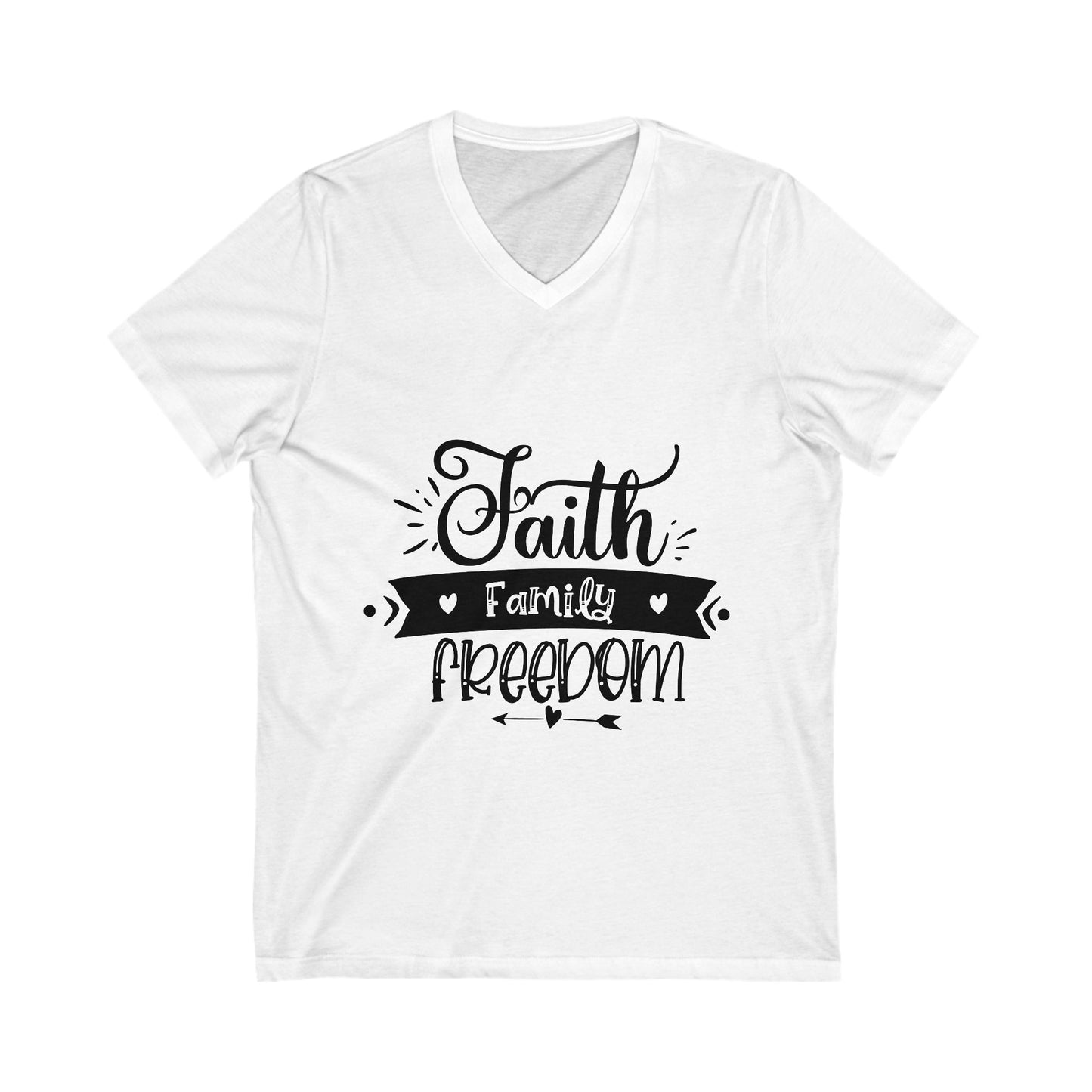 Faith Family Freedom Unisex Short Sleeve V-neck Tshirt