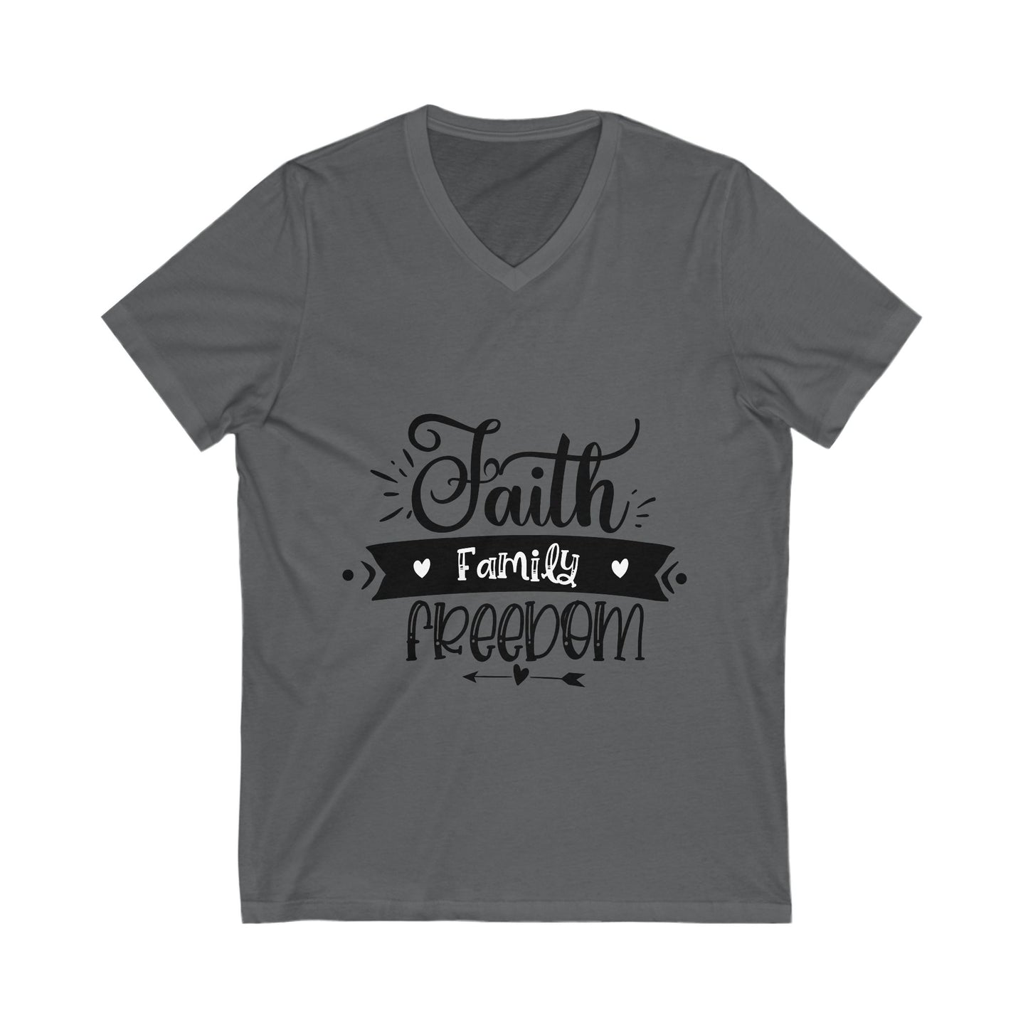 Faith Family Freedom Unisex Short Sleeve V-neck Tshirt
