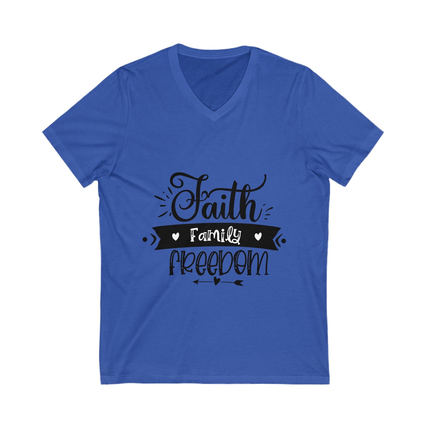 Faith Family Freedom Unisex Short Sleeve V-neck Tshirt