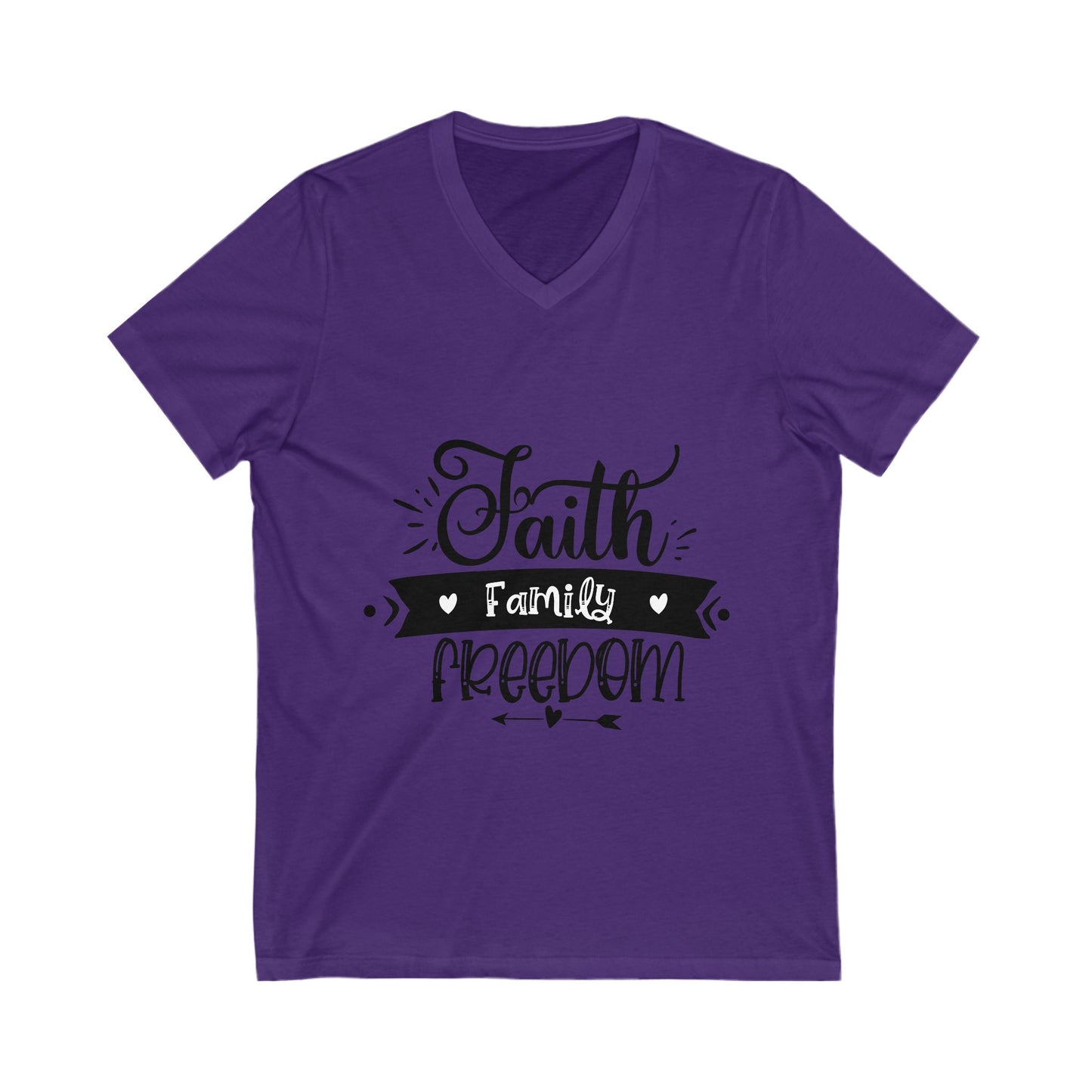 Faith Family Freedom Unisex Short Sleeve V-neck Tshirt