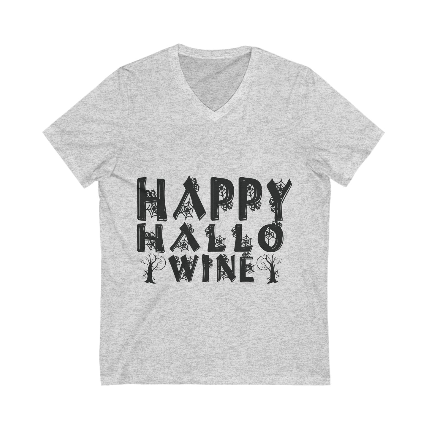 Happy Hallo Wine Unisex Short Sleeve V-neck Tshirt