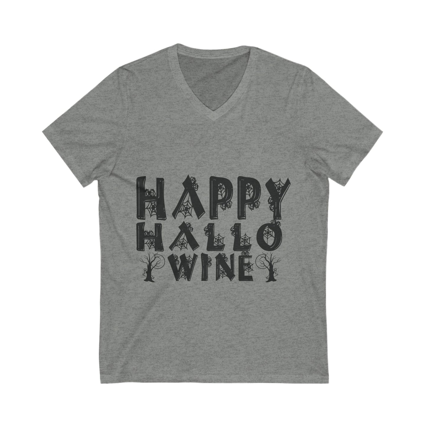 Happy Hallo Wine Unisex Short Sleeve V-neck Tshirt