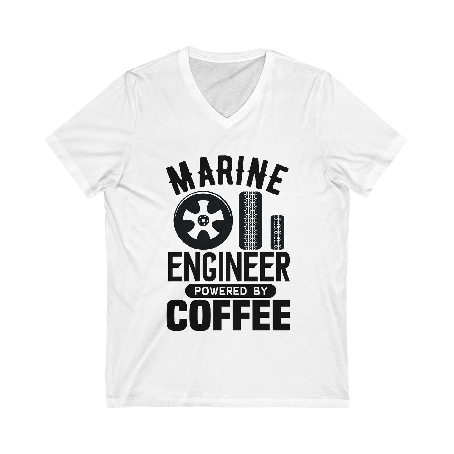 Marine Engineer Powered By Coffee Unisex Short Sleeve V-neck Tshirt