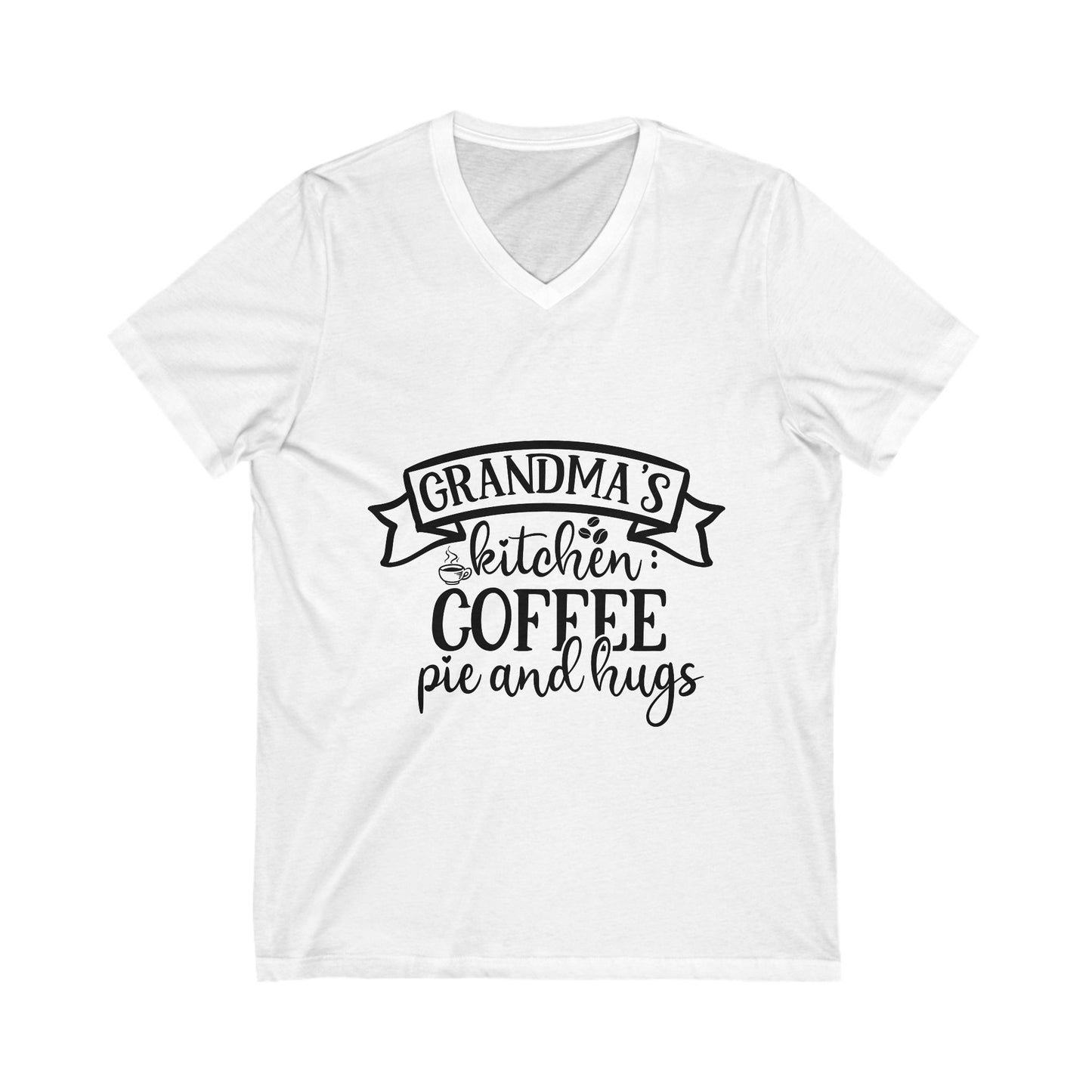 Grandma'S Kitchen Coffee, Pie And Hugs Unisex Short Sleeve V-neck Tshirt