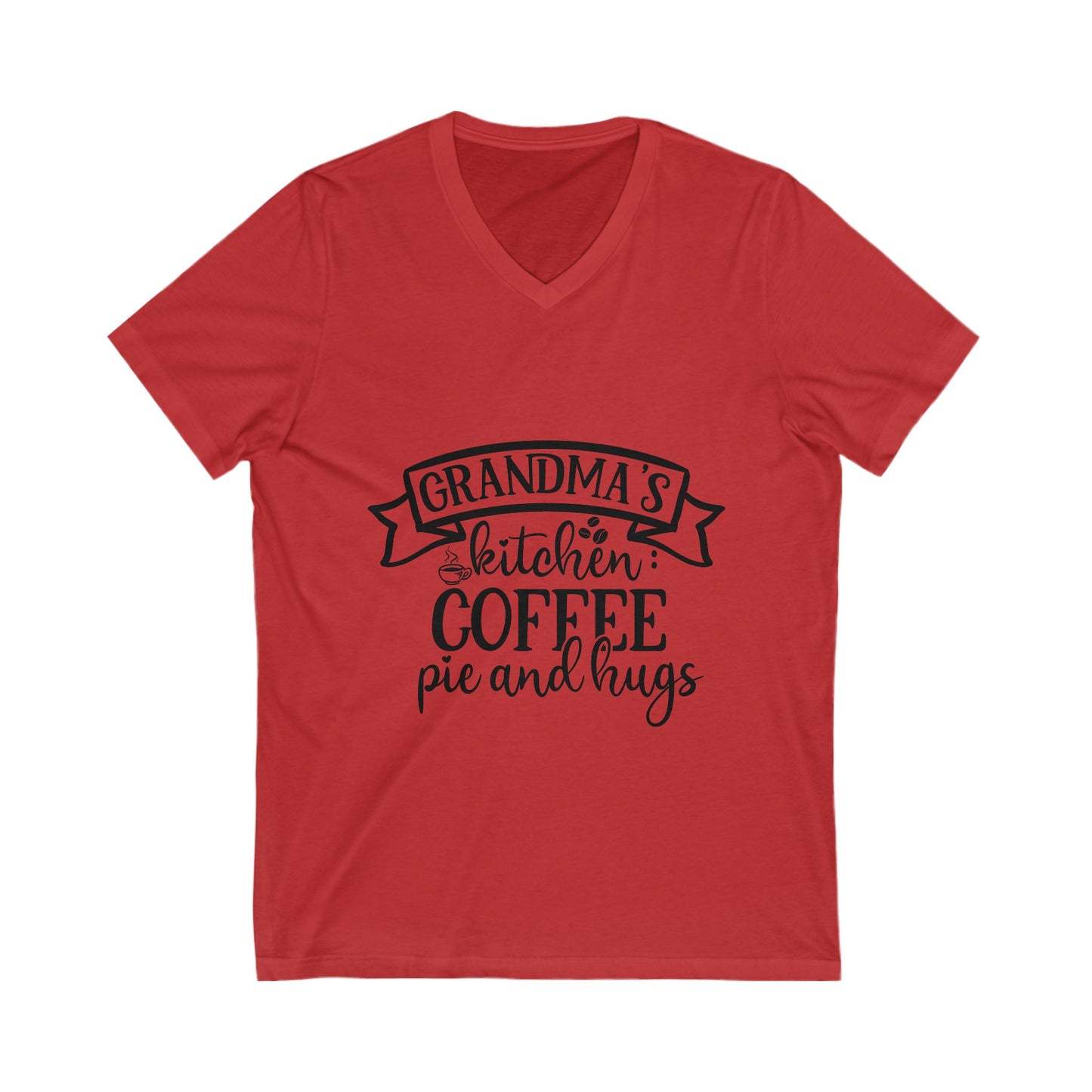 Grandma'S Kitchen Coffee, Pie And Hugs Unisex Short Sleeve V-neck Tshirt