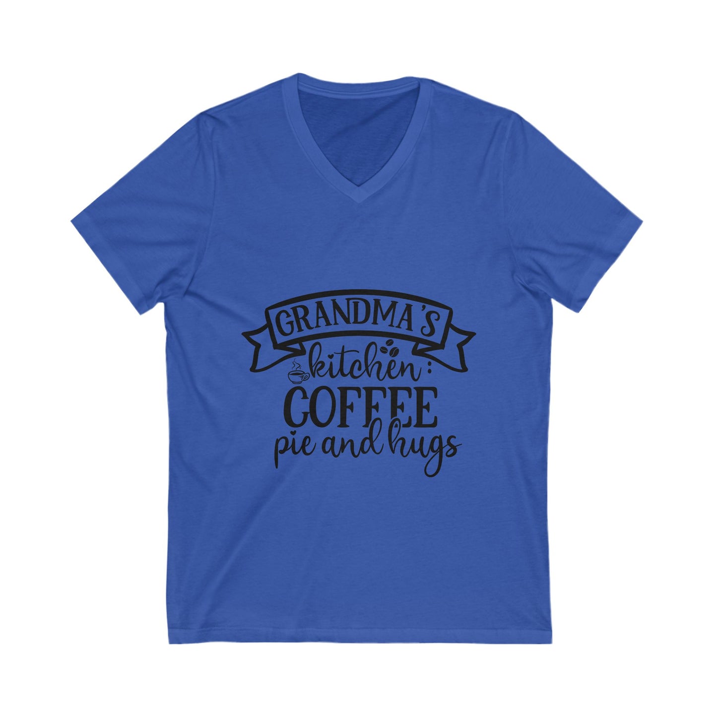 Grandma'S Kitchen Coffee, Pie And Hugs Unisex Short Sleeve V-neck Tshirt