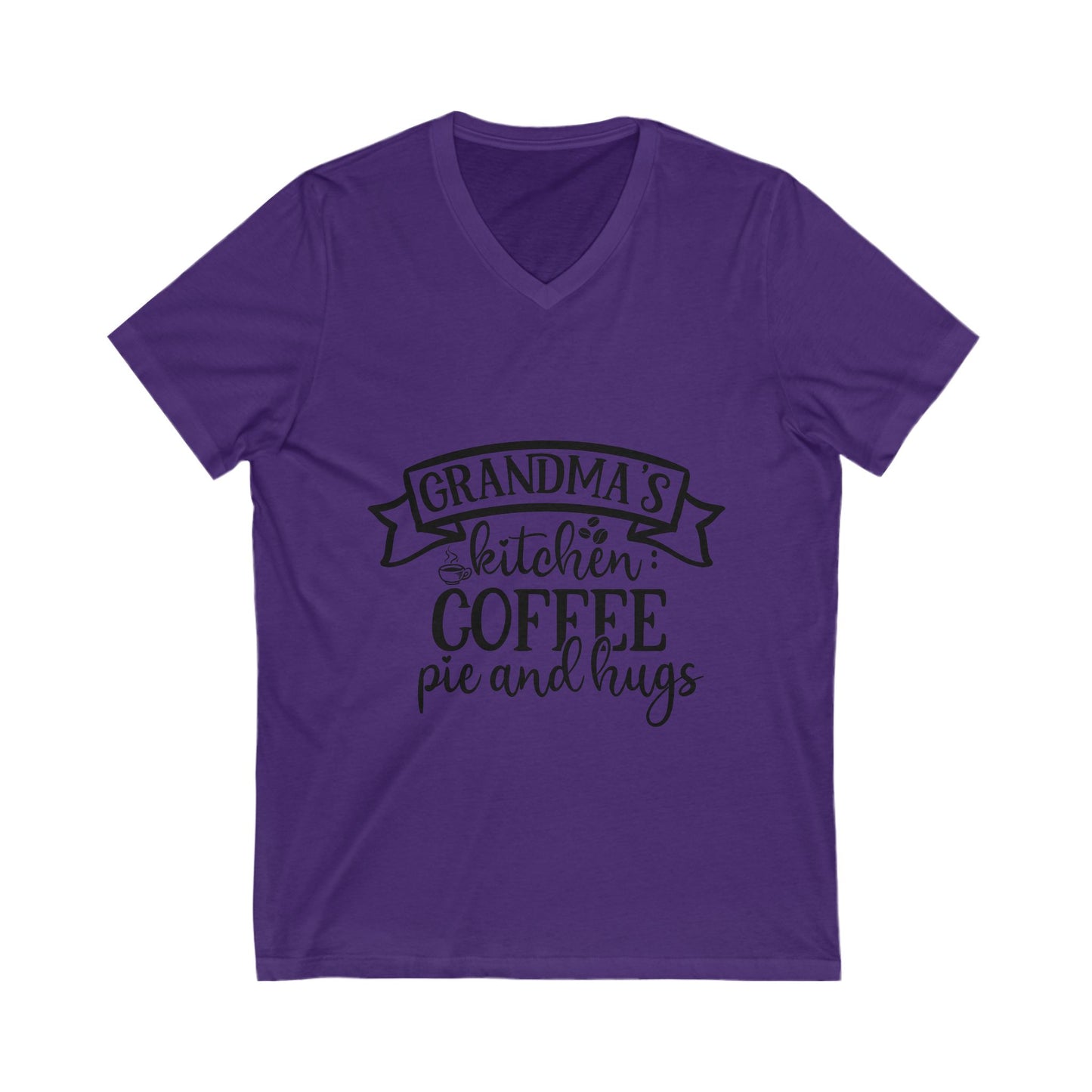 Grandma'S Kitchen Coffee, Pie And Hugs Unisex Short Sleeve V-neck Tshirt