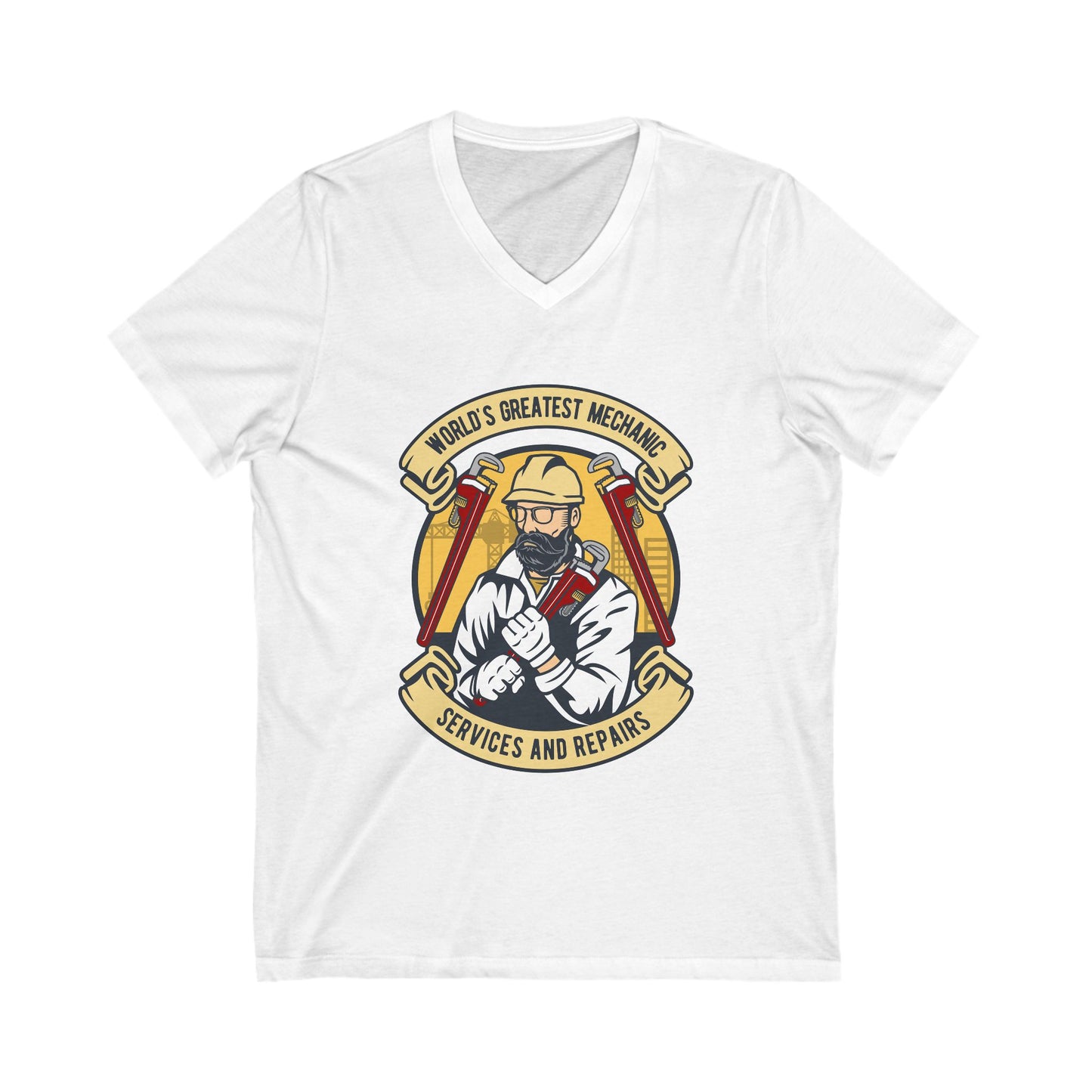 Mechanic Man Unisex Short Sleeve V-neck Tshirt