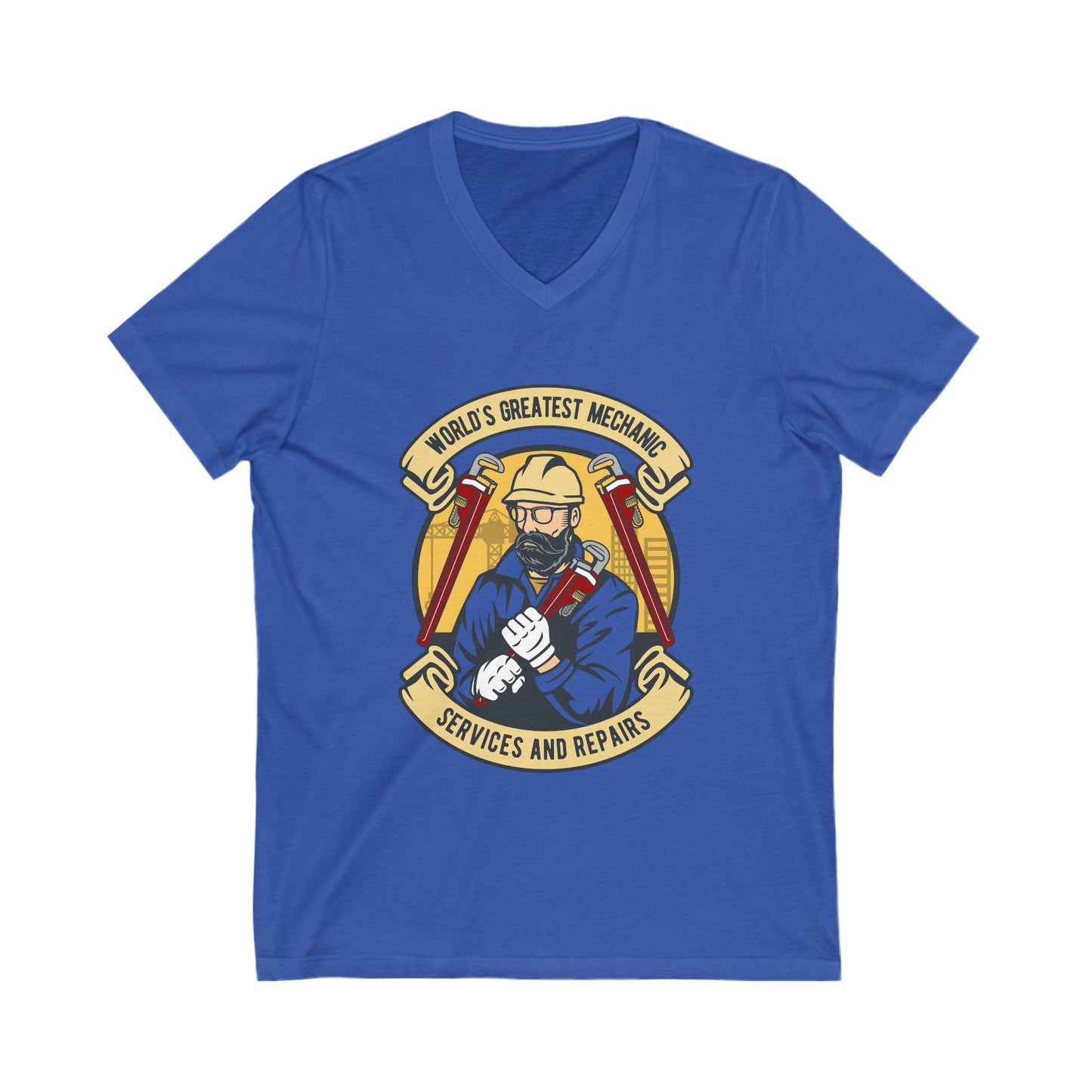 Mechanic Man Unisex Short Sleeve V-neck Tshirt
