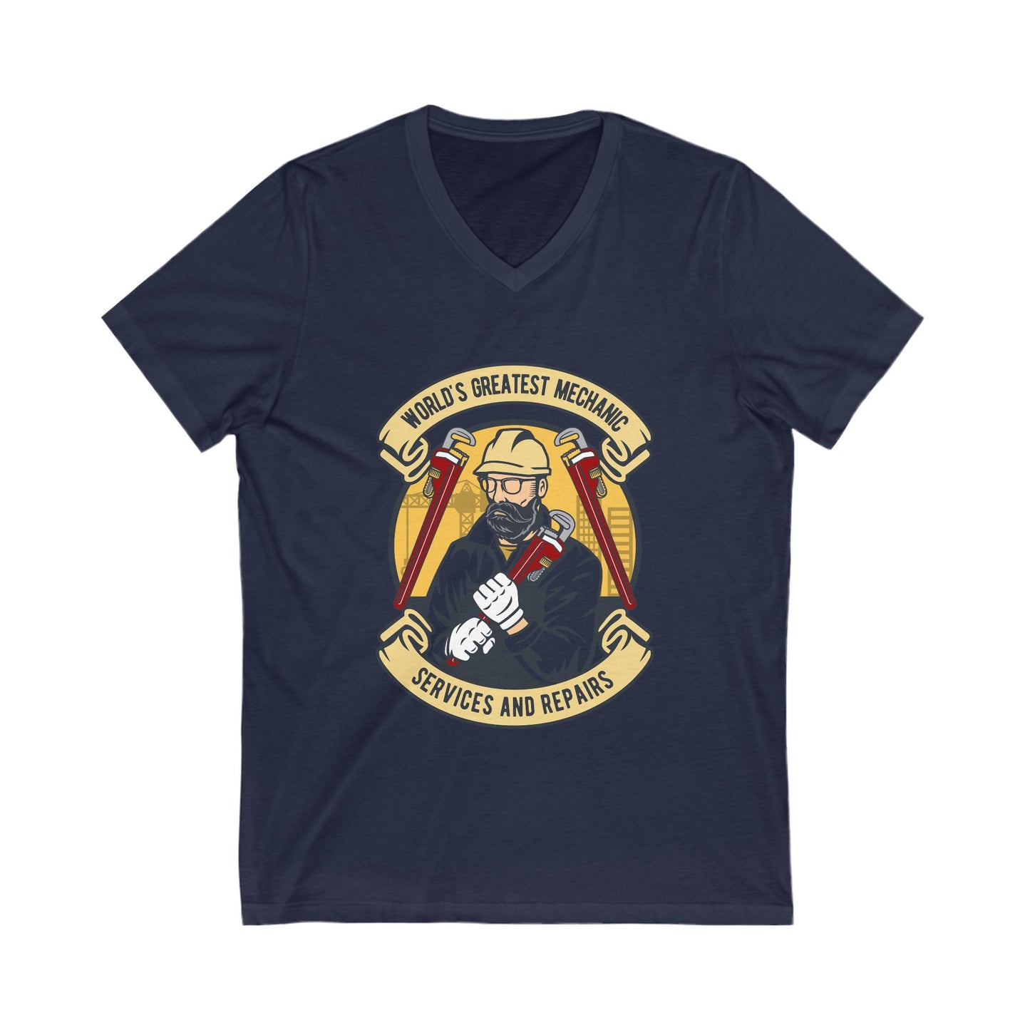 Mechanic Man Unisex Short Sleeve V-neck Tshirt