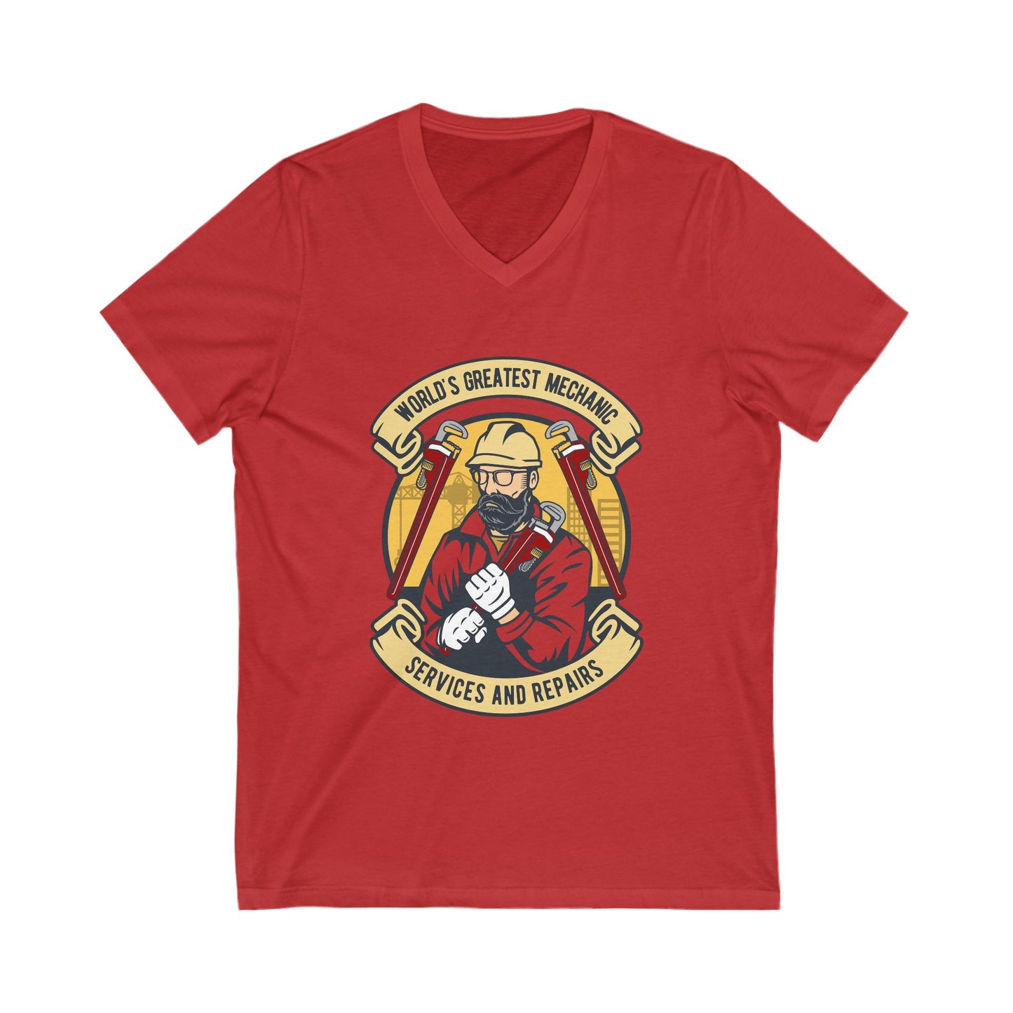 Mechanic Man Unisex Short Sleeve V-neck Tshirt
