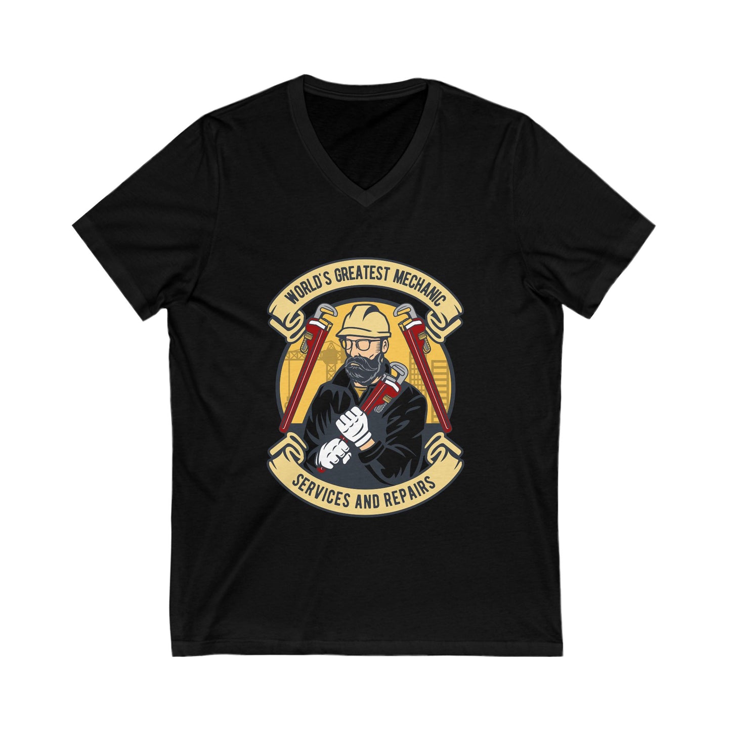 Mechanic Man Unisex Short Sleeve V-neck Tshirt