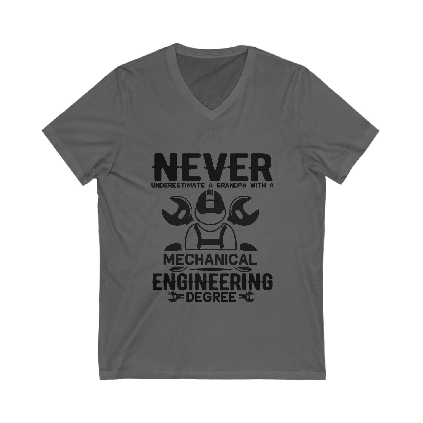Never Underestimate A Grandpa With A Mechanical Engineering Degree Unisex Short Sleeve V-neck Tshirt