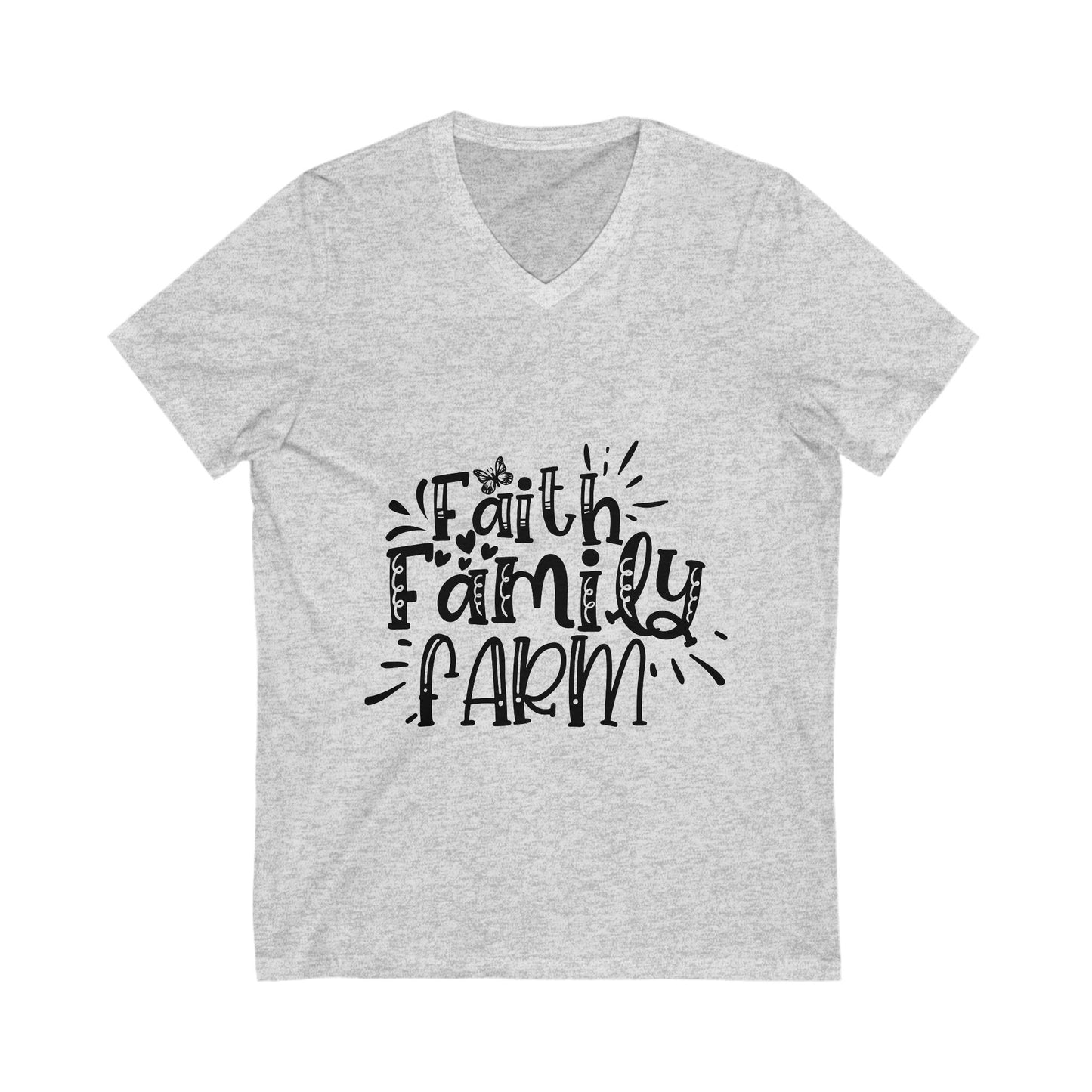 Faith Family Farm Unisex Short Sleeve V-neck Tshirt