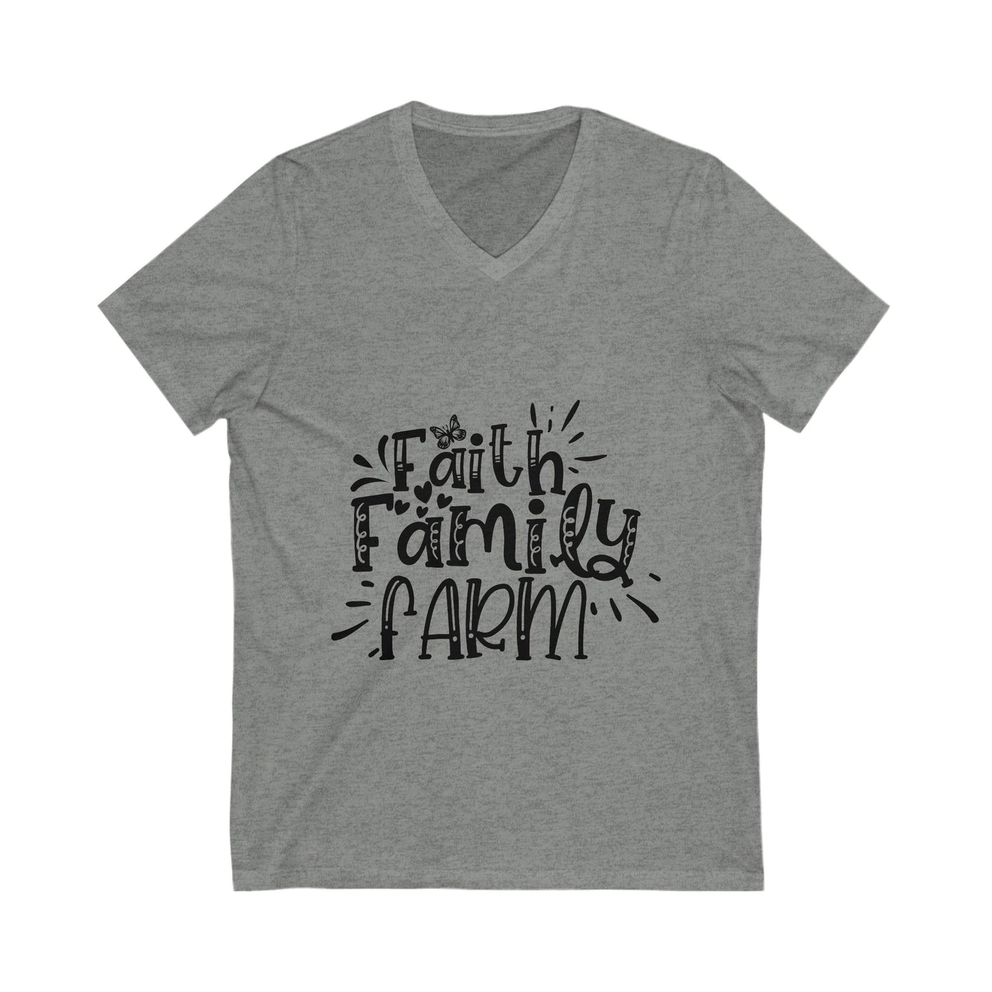 Faith Family Farm Unisex Short Sleeve V-neck Tshirt