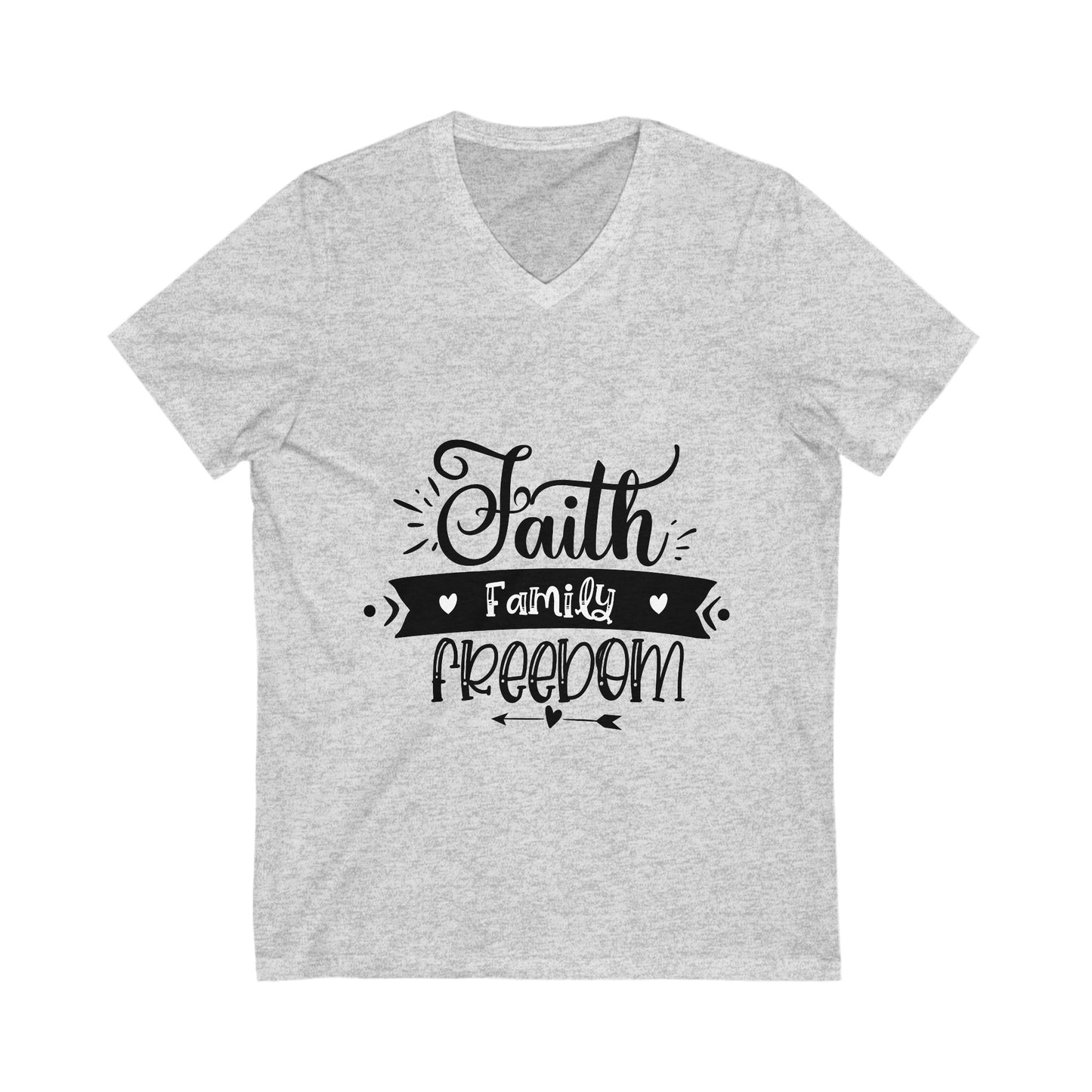 Faith Family Freedom Unisex Short Sleeve V-neck Tshirt