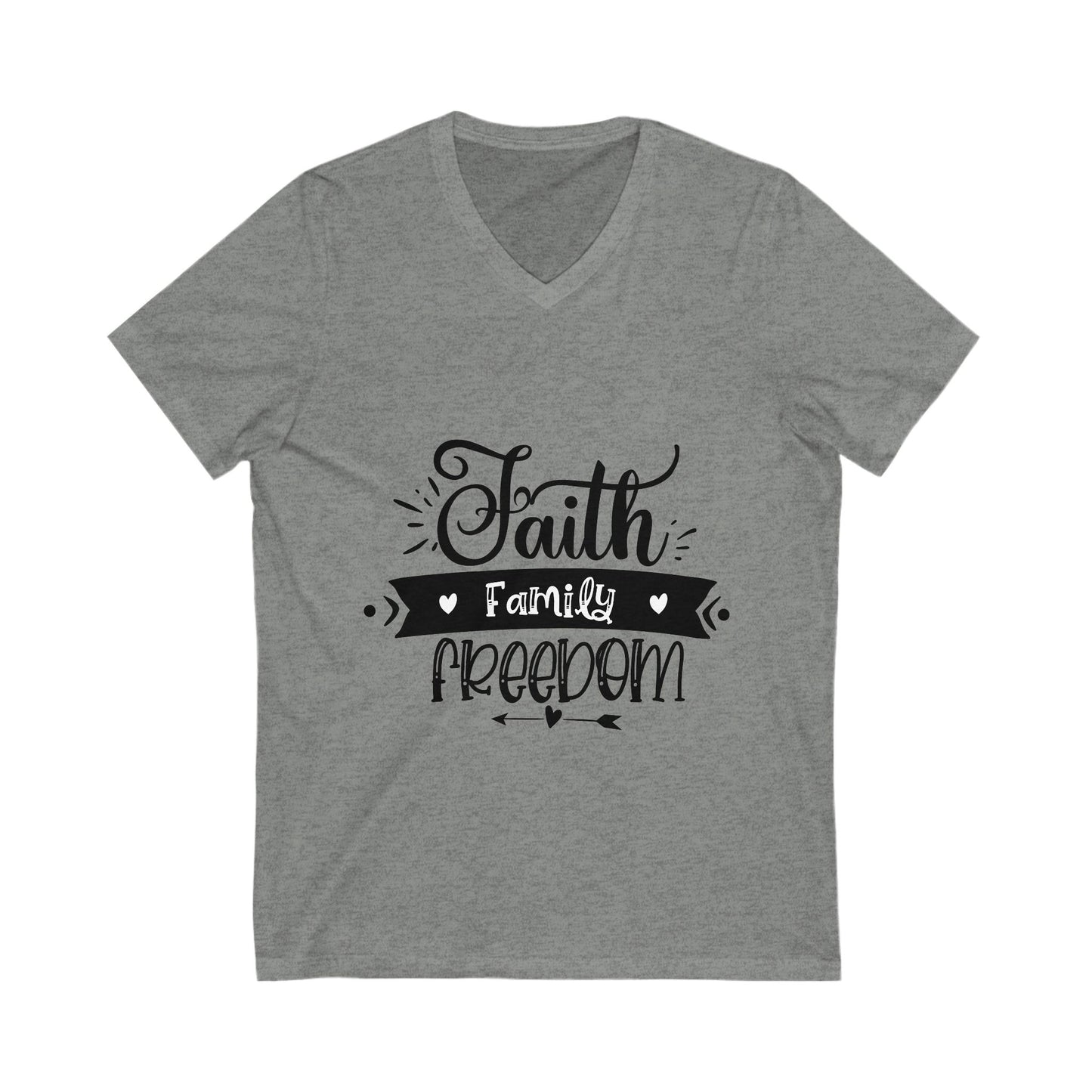 Faith Family Freedom Unisex Short Sleeve V-neck Tshirt