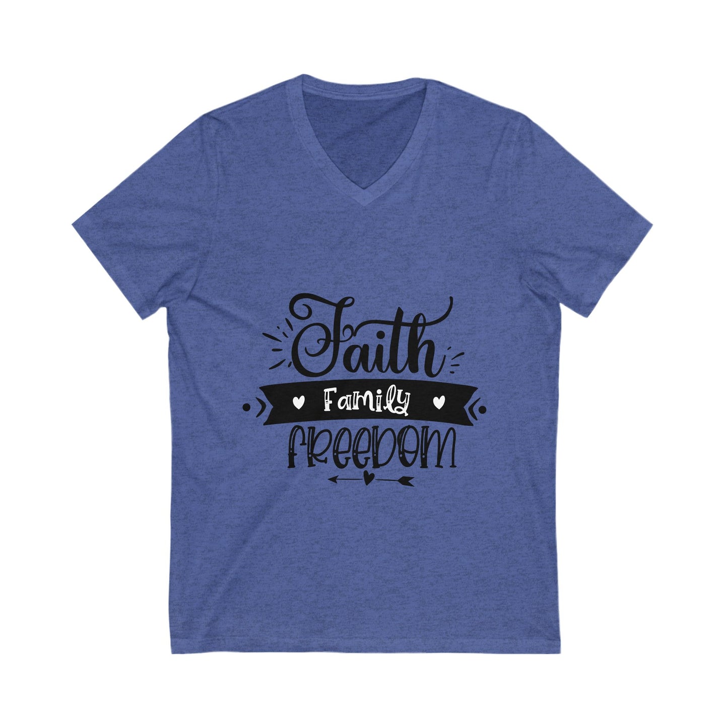 Faith Family Freedom Unisex Short Sleeve V-neck Tshirt