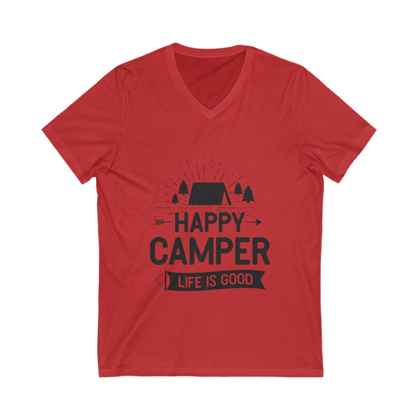 Happy Camper Unisex Short Sleeve V-neck Tshirt