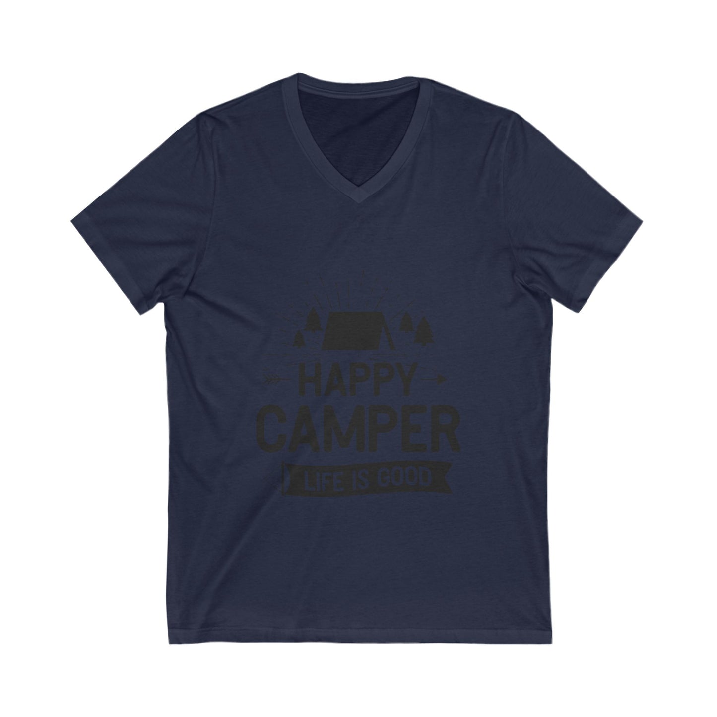 Happy Camper Unisex Short Sleeve V-neck Tshirt
