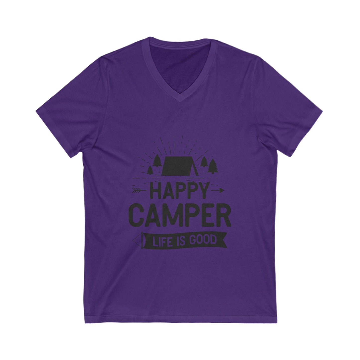 Happy Camper Unisex Short Sleeve V-neck Tshirt