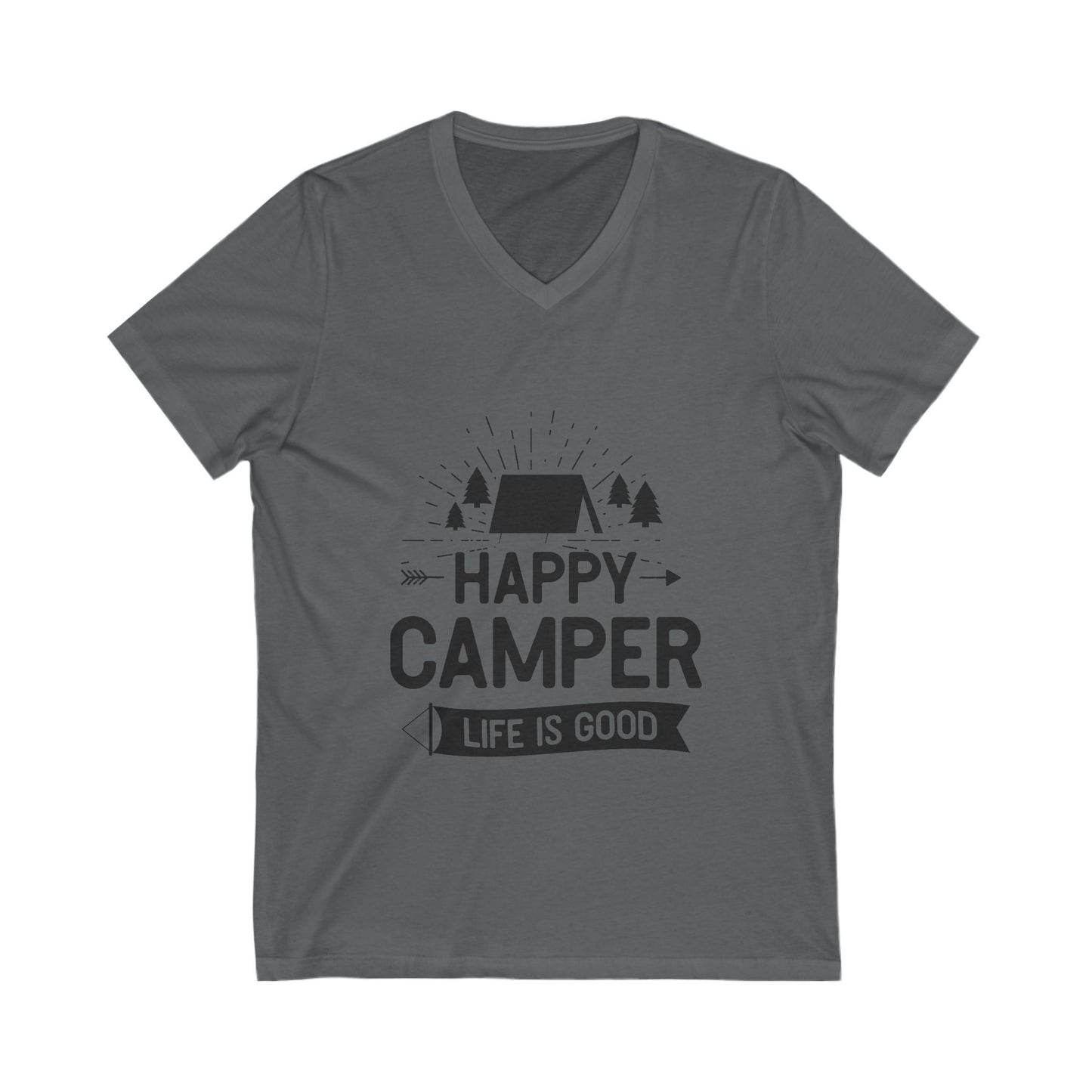 Happy Camper Unisex Short Sleeve V-neck Tshirt