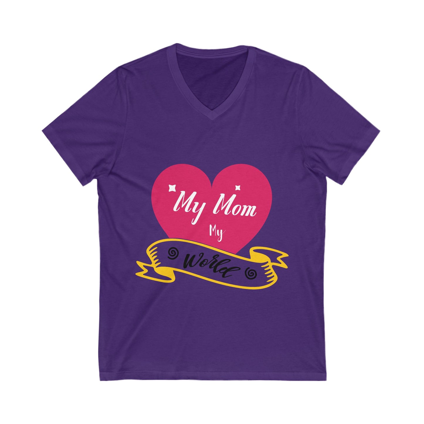 My Mom My World Unisex Short Sleeve V-neck Tshirt
