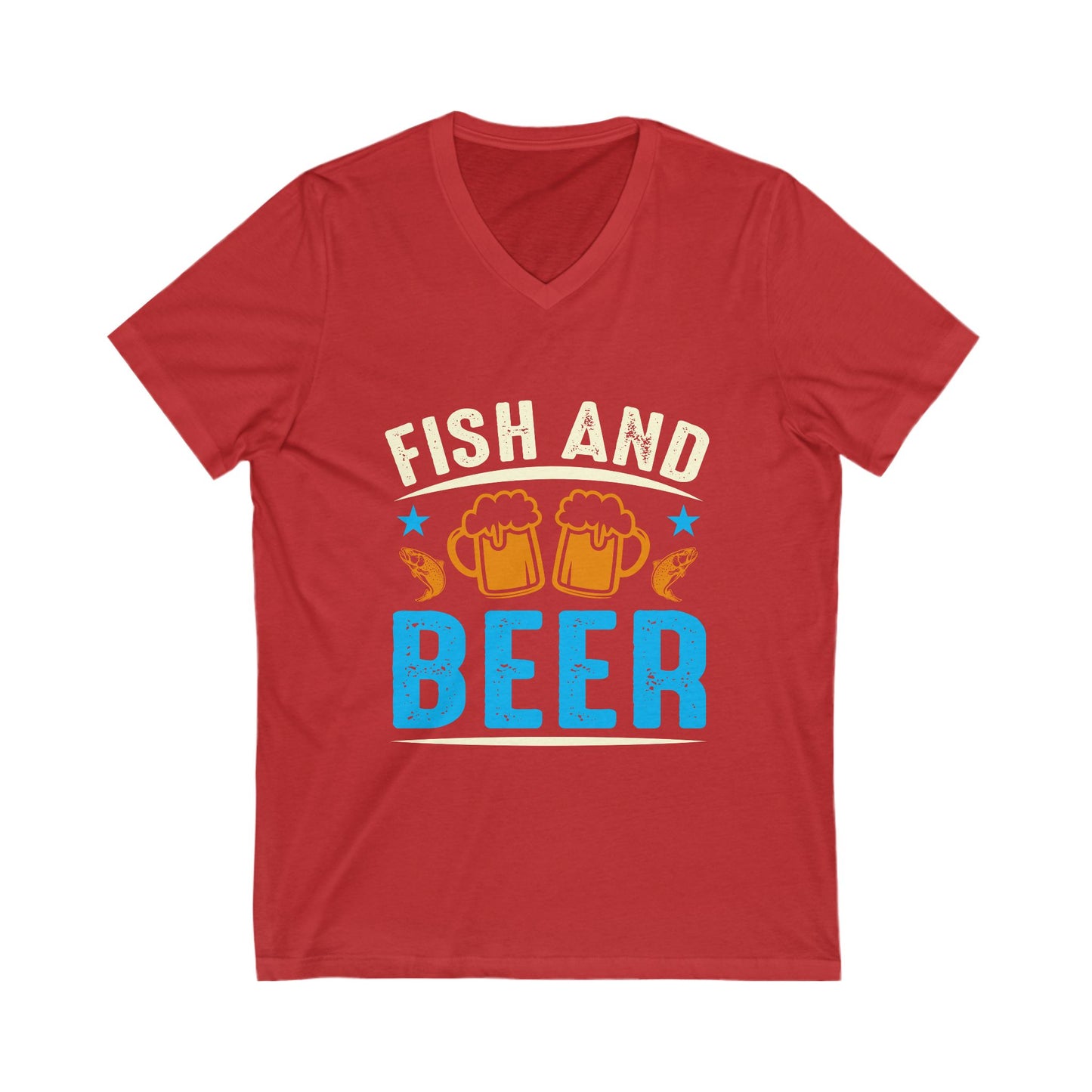 Fish And Beer Unisex Short Sleeve V-neck Tshirt