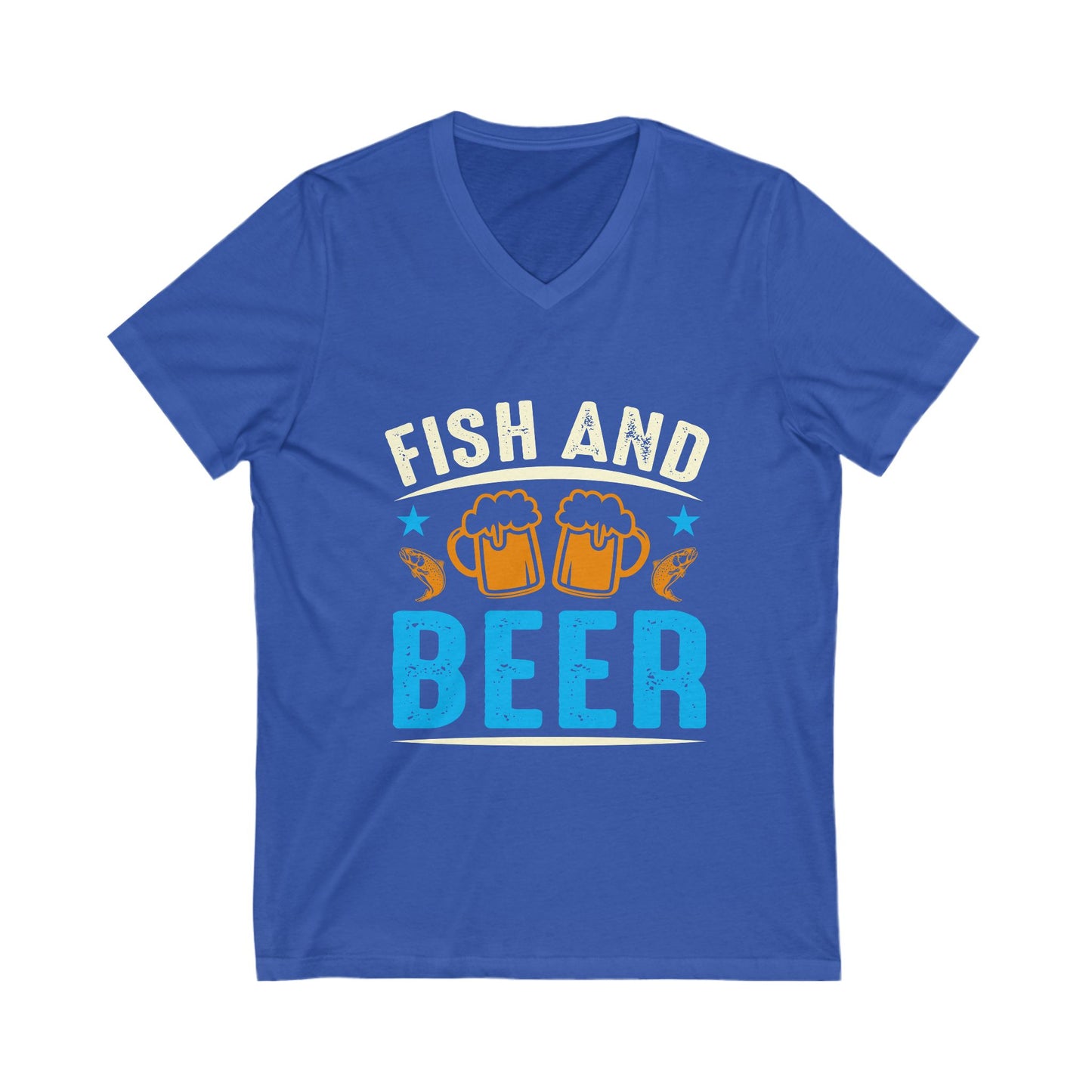 Fish And Beer Unisex Short Sleeve V-neck Tshirt