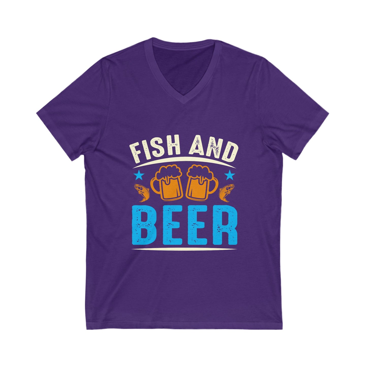Fish And Beer Unisex Short Sleeve V-neck Tshirt