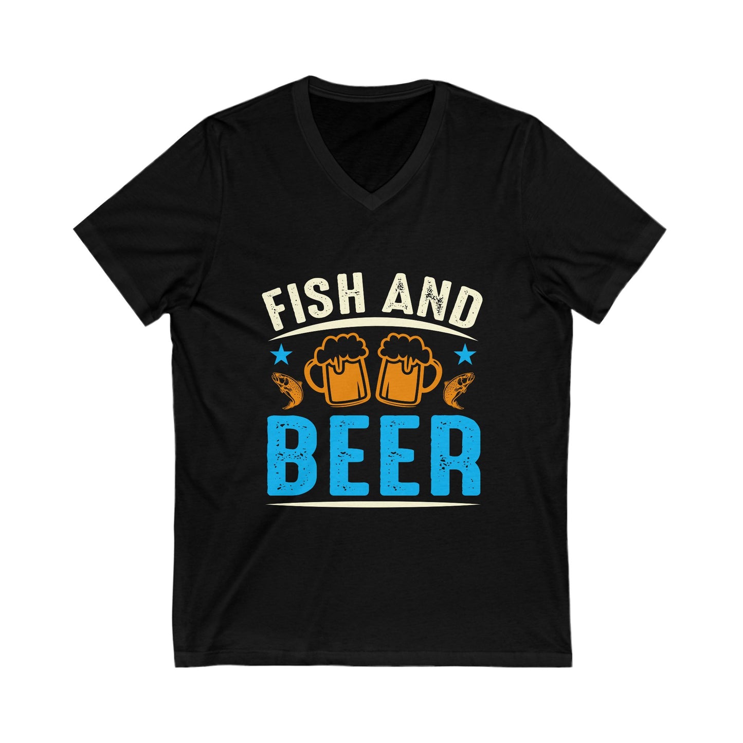 Fish And Beer Unisex Short Sleeve V-neck Tshirt