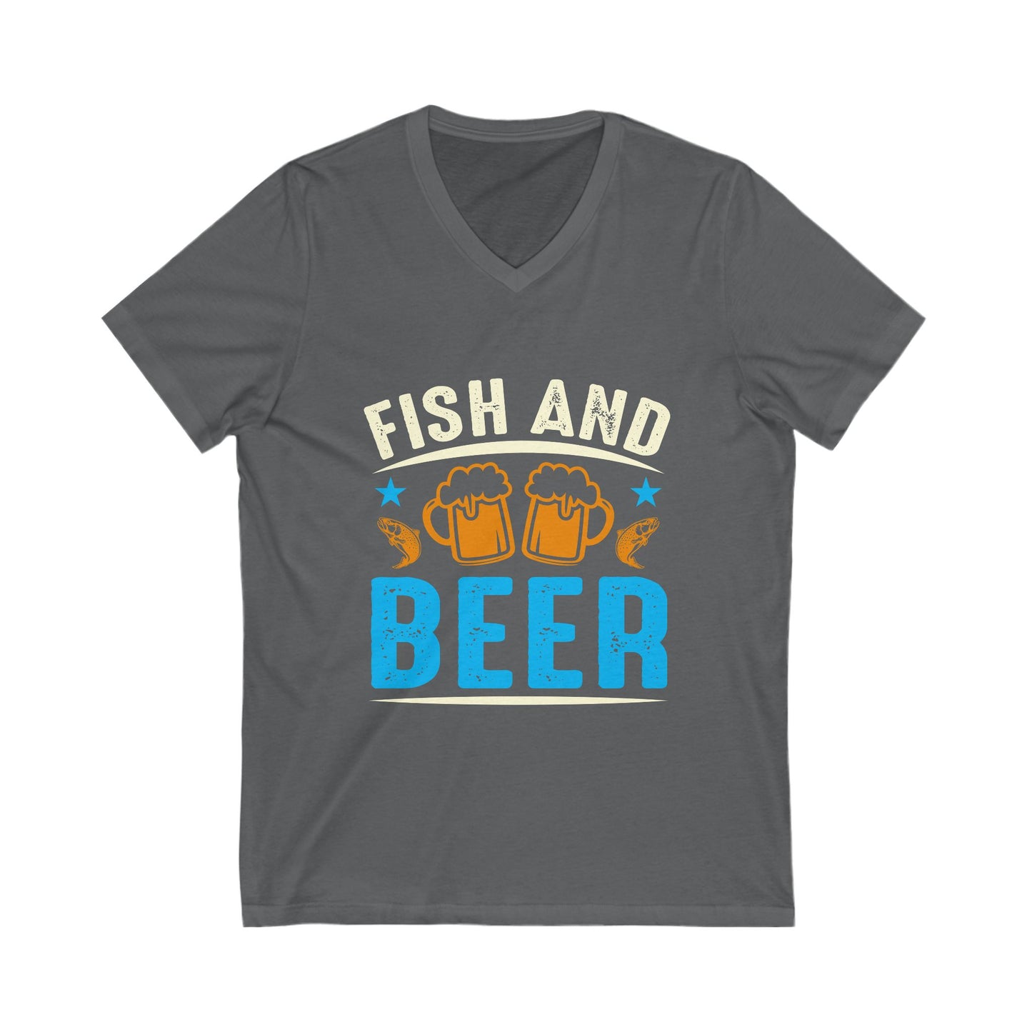 Fish And Beer Unisex Short Sleeve V-neck Tshirt