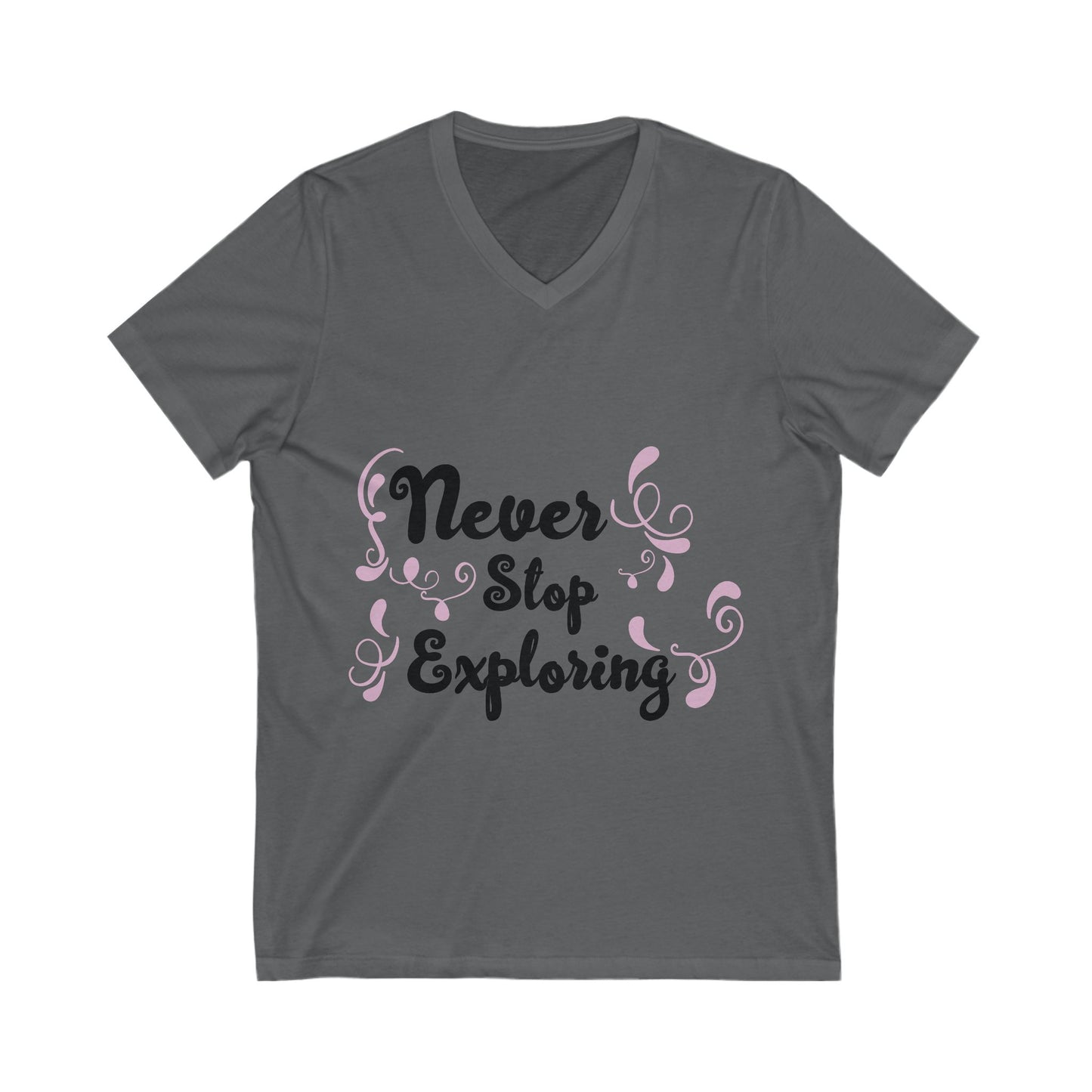 Never Stop Exploring Unisex Short Sleeve V-neck Tshirt