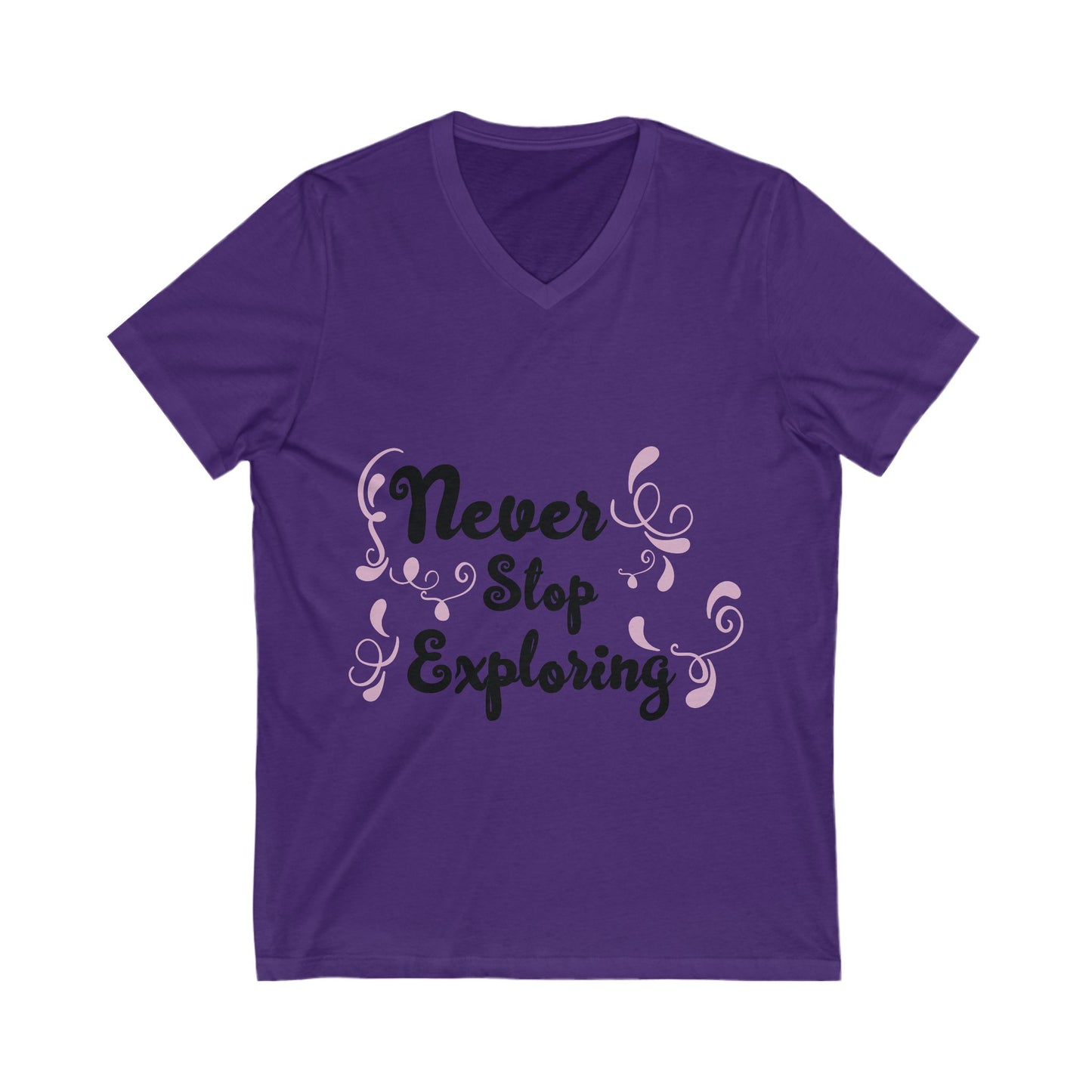 Never Stop Exploring Unisex Short Sleeve V-neck Tshirt