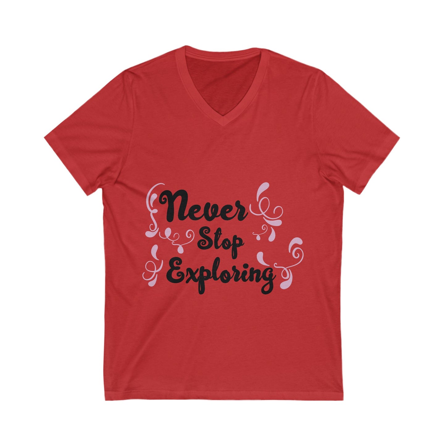 Never Stop Exploring Unisex Short Sleeve V-neck Tshirt