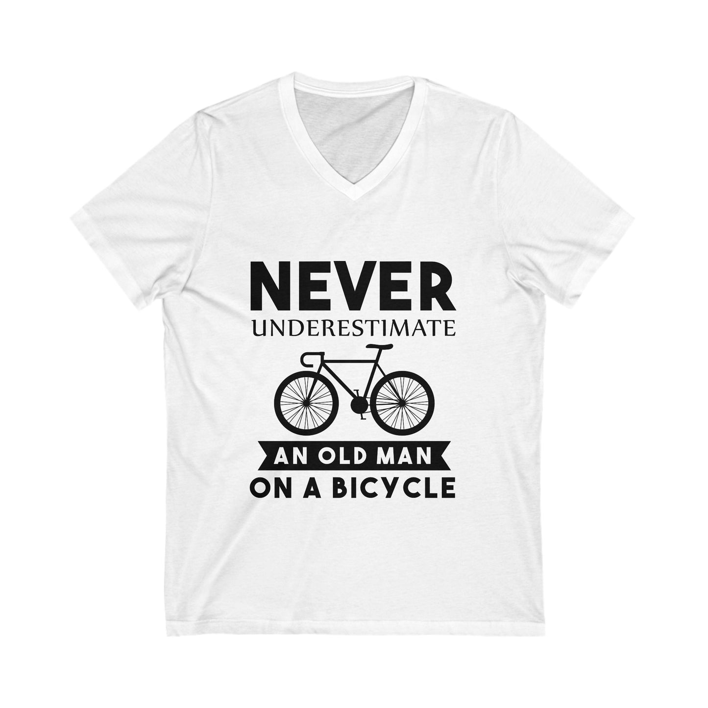Never Underestimate An Old Man On A Bicycle Unisex Short Sleeve V-neck Tshirt