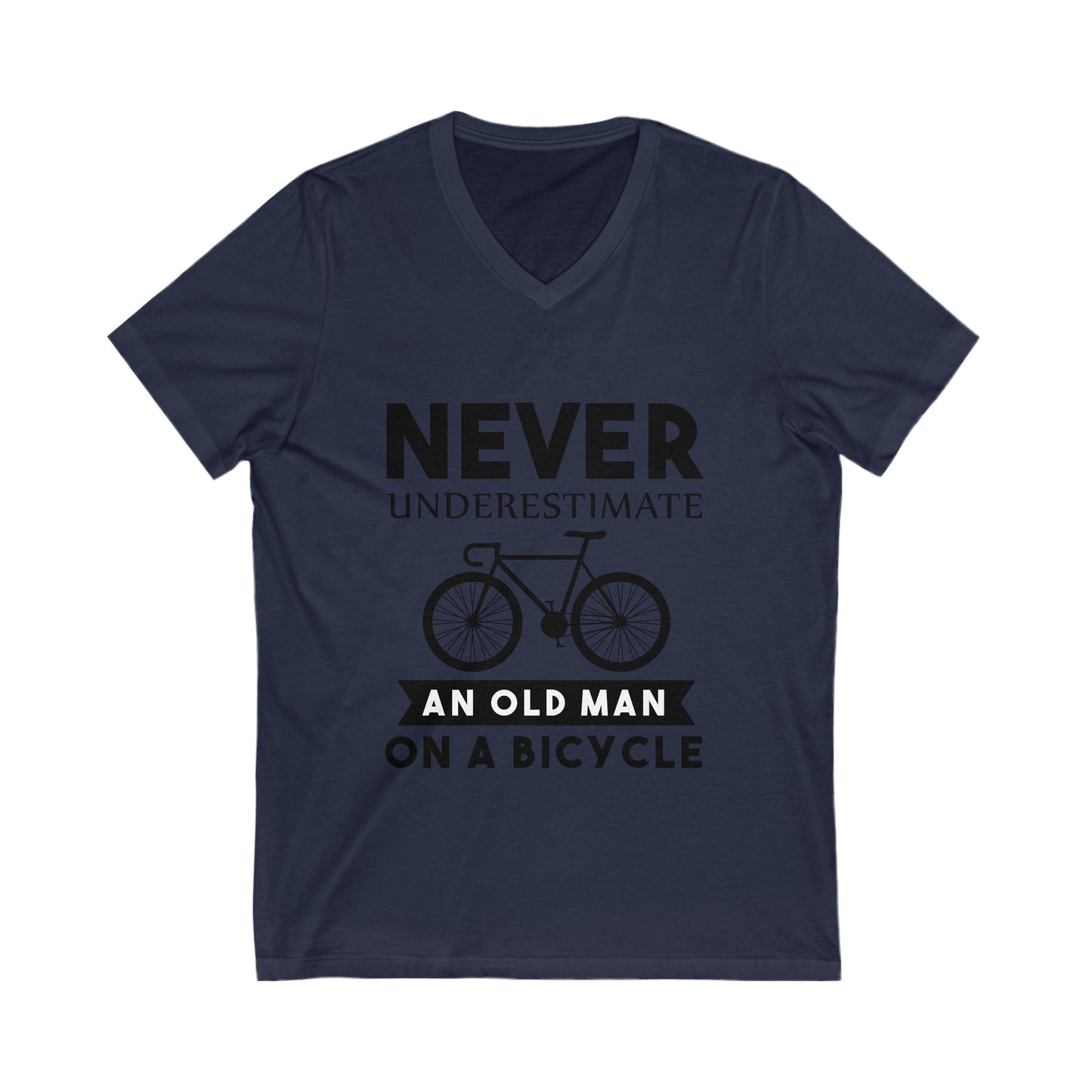 Never Underestimate An Old Man On A Bicycle Unisex Short Sleeve V-neck Tshirt