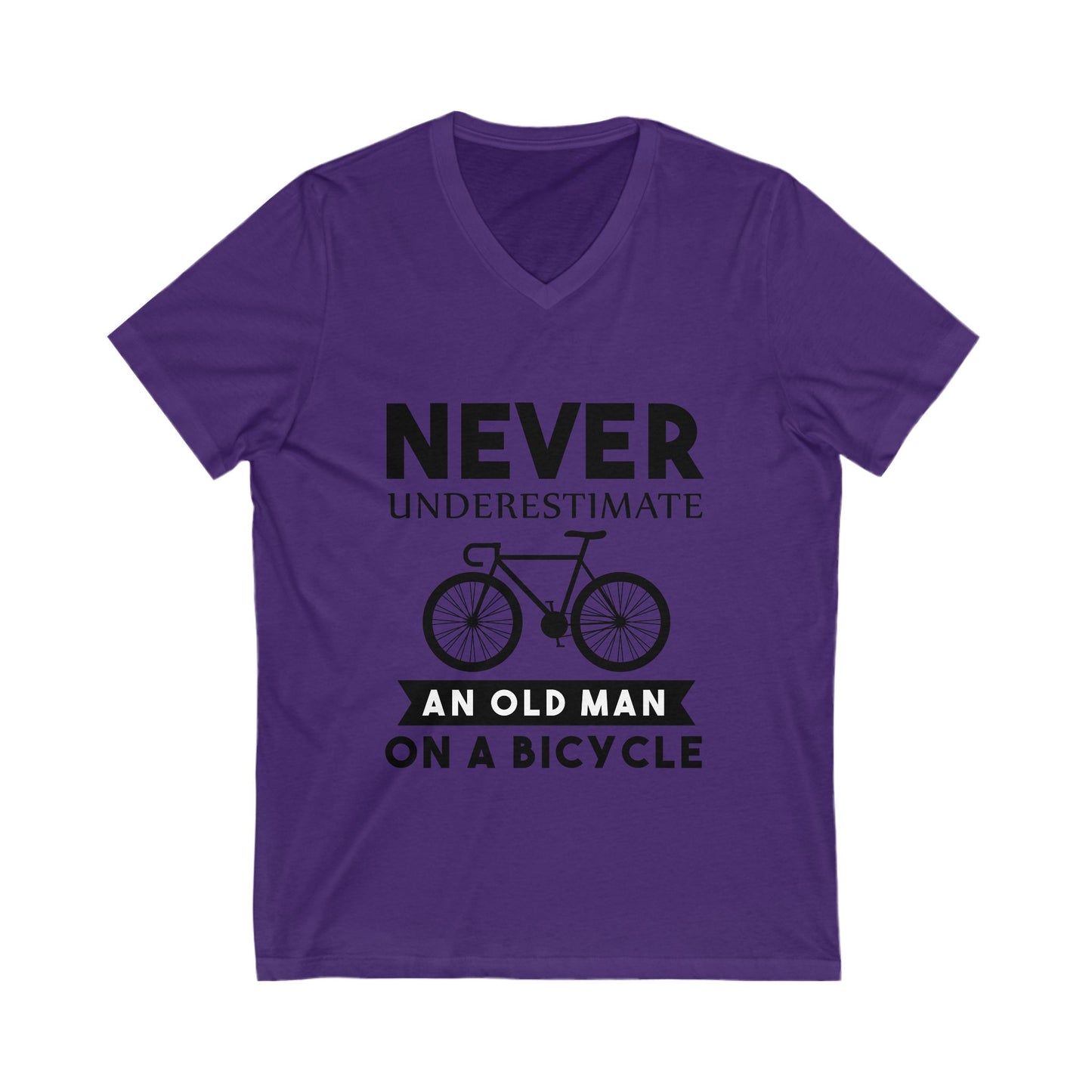 Never Underestimate An Old Man On A Bicycle Unisex Short Sleeve V-neck Tshirt