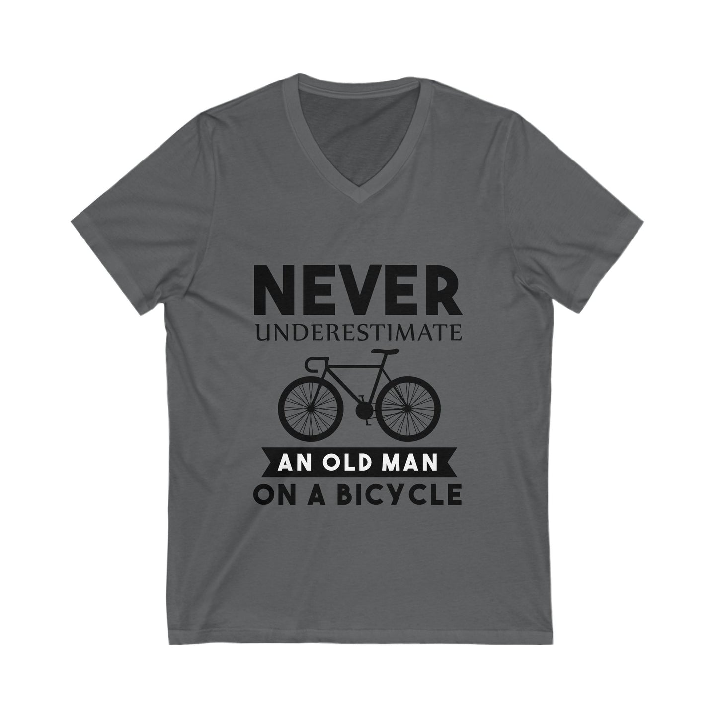Never Underestimate An Old Man On A Bicycle Unisex Short Sleeve V-neck Tshirt
