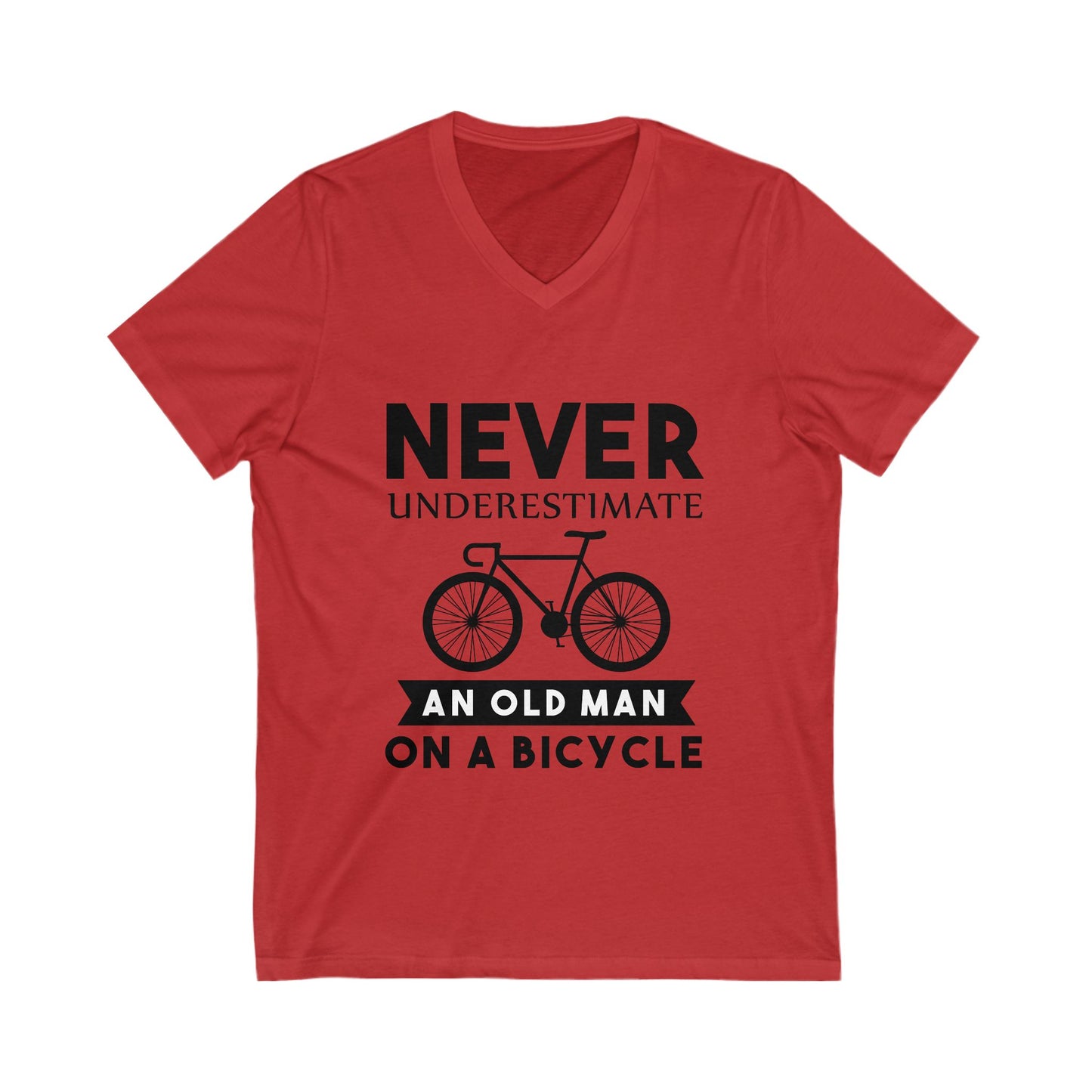 Never Underestimate An Old Man On A Bicycle Unisex Short Sleeve V-neck Tshirt