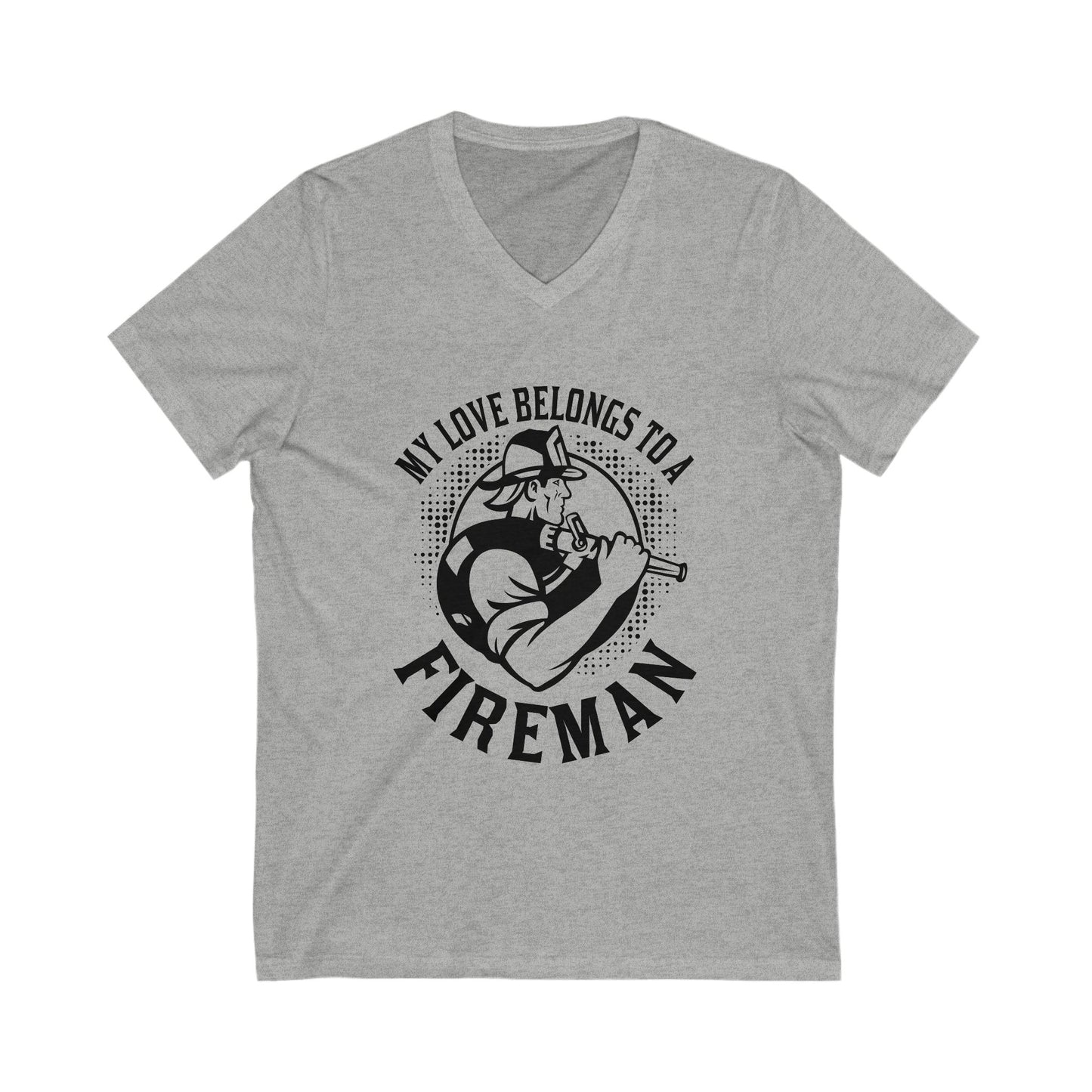 My Love Belongs To A Fireman Unisex Short Sleeve V-neck Tshirt