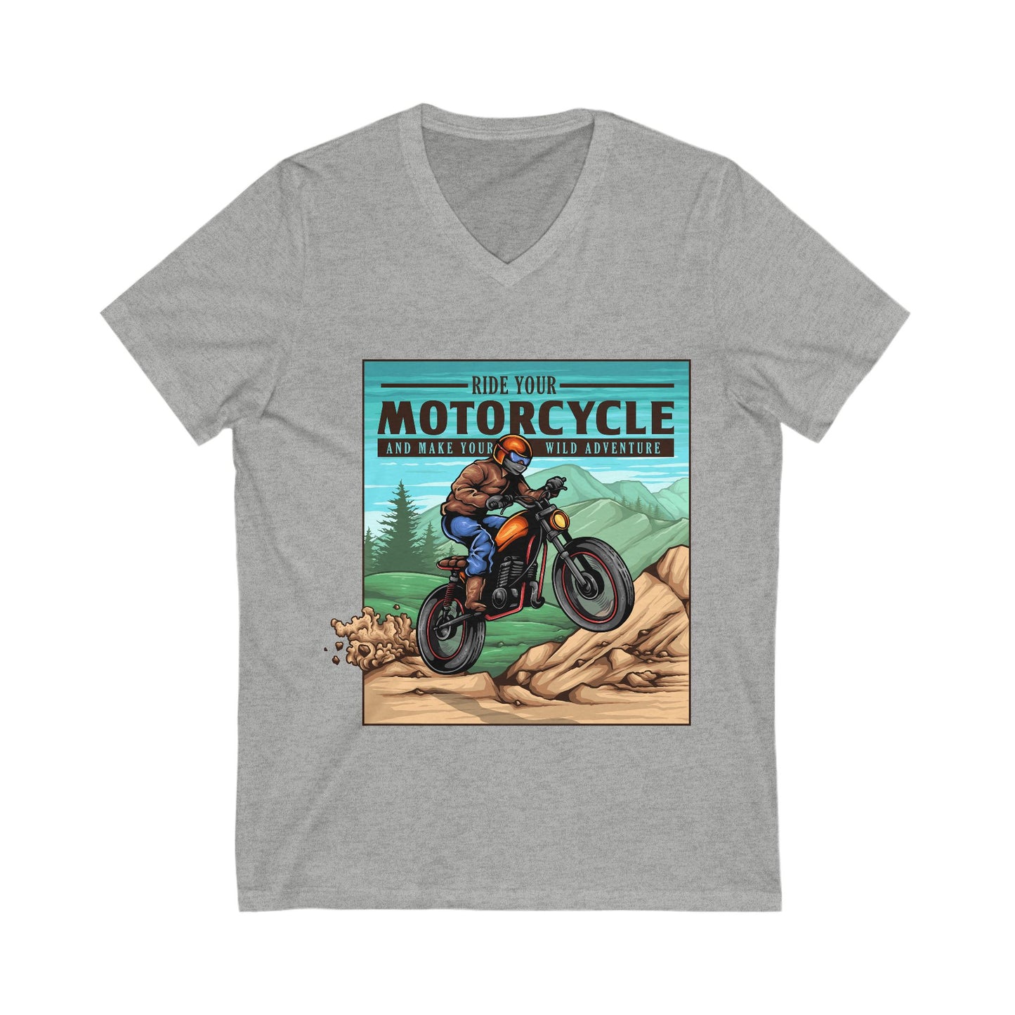 Mountain Ride - File Unisex Short Sleeve V-neck Tshirt